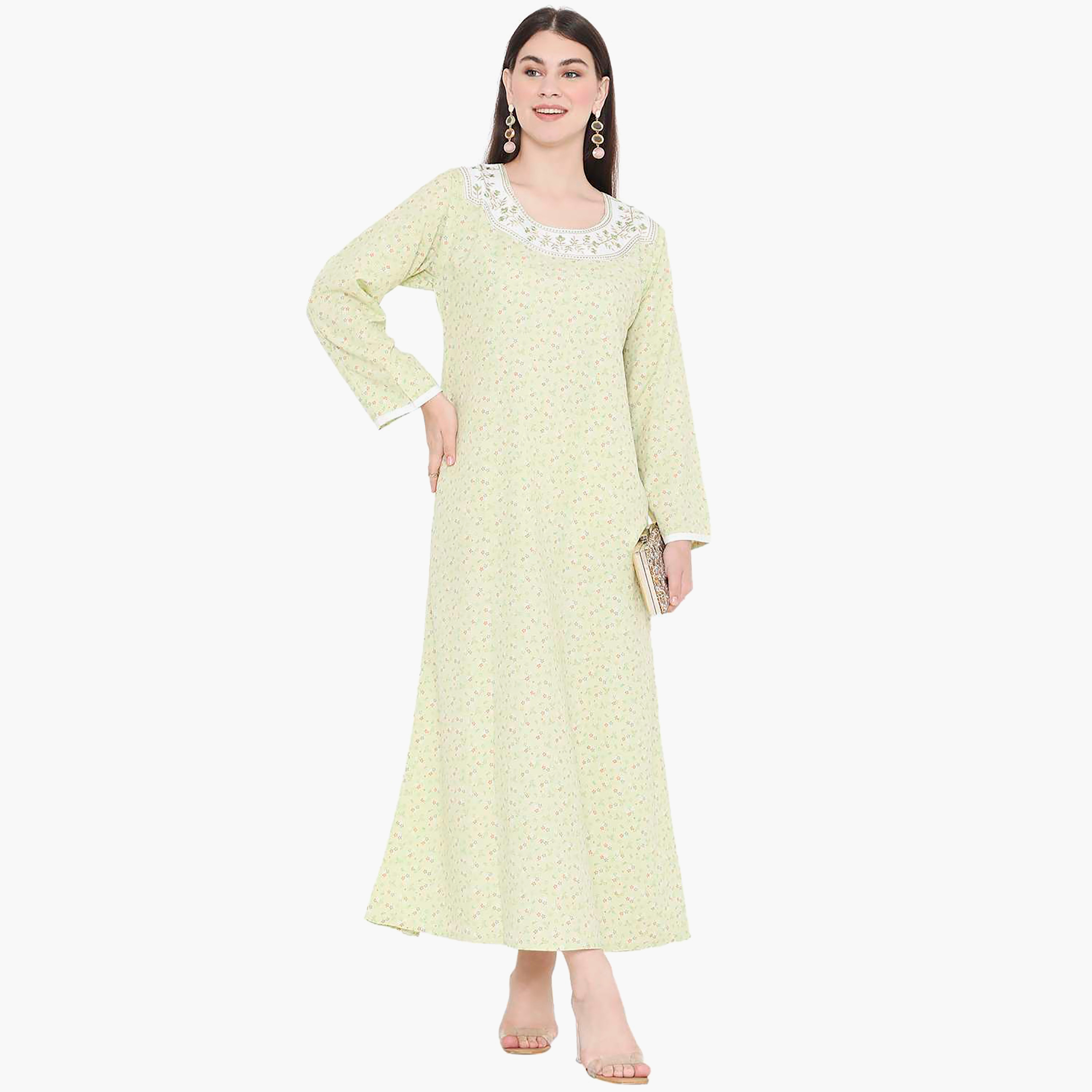جلابية نسائية مطرزة بالزهور وعقدة عنق من هانا آند سارة-women-arabicclothing-jalabiyas-image-6