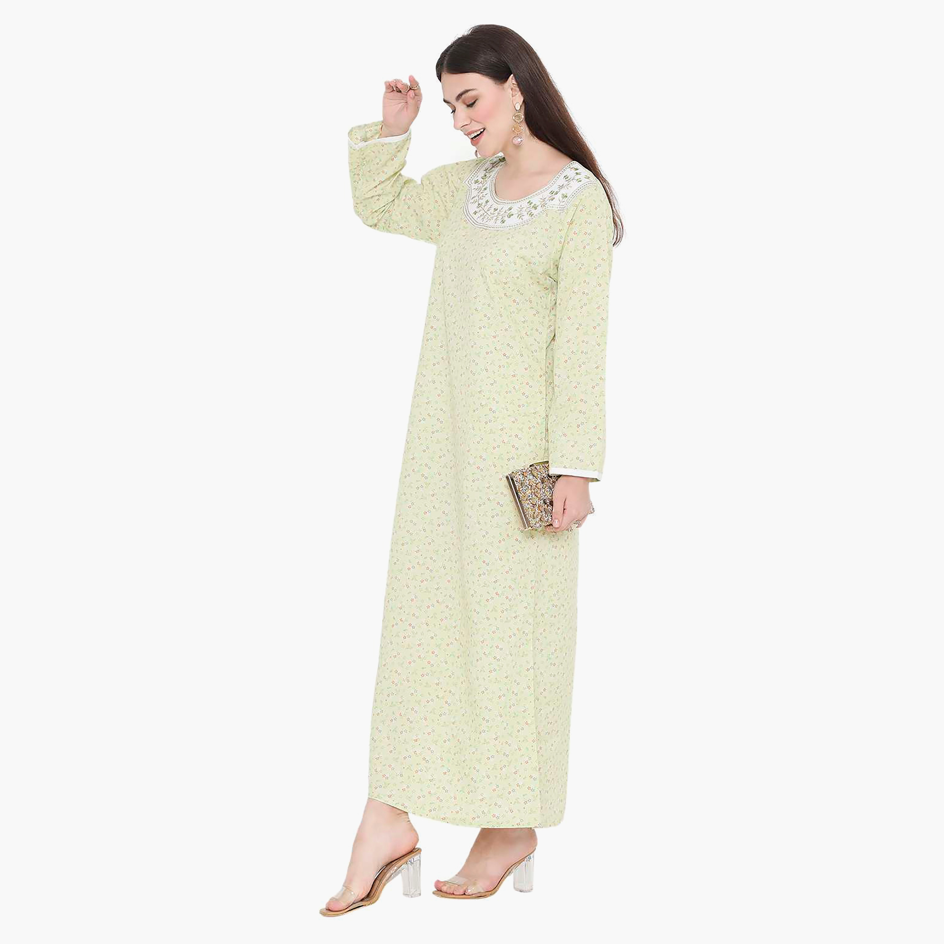جلابية نسائية مطرزة بالزهور وعقدة عنق من هانا آند سارة-women-arabicclothing-jalabiyas-image-8