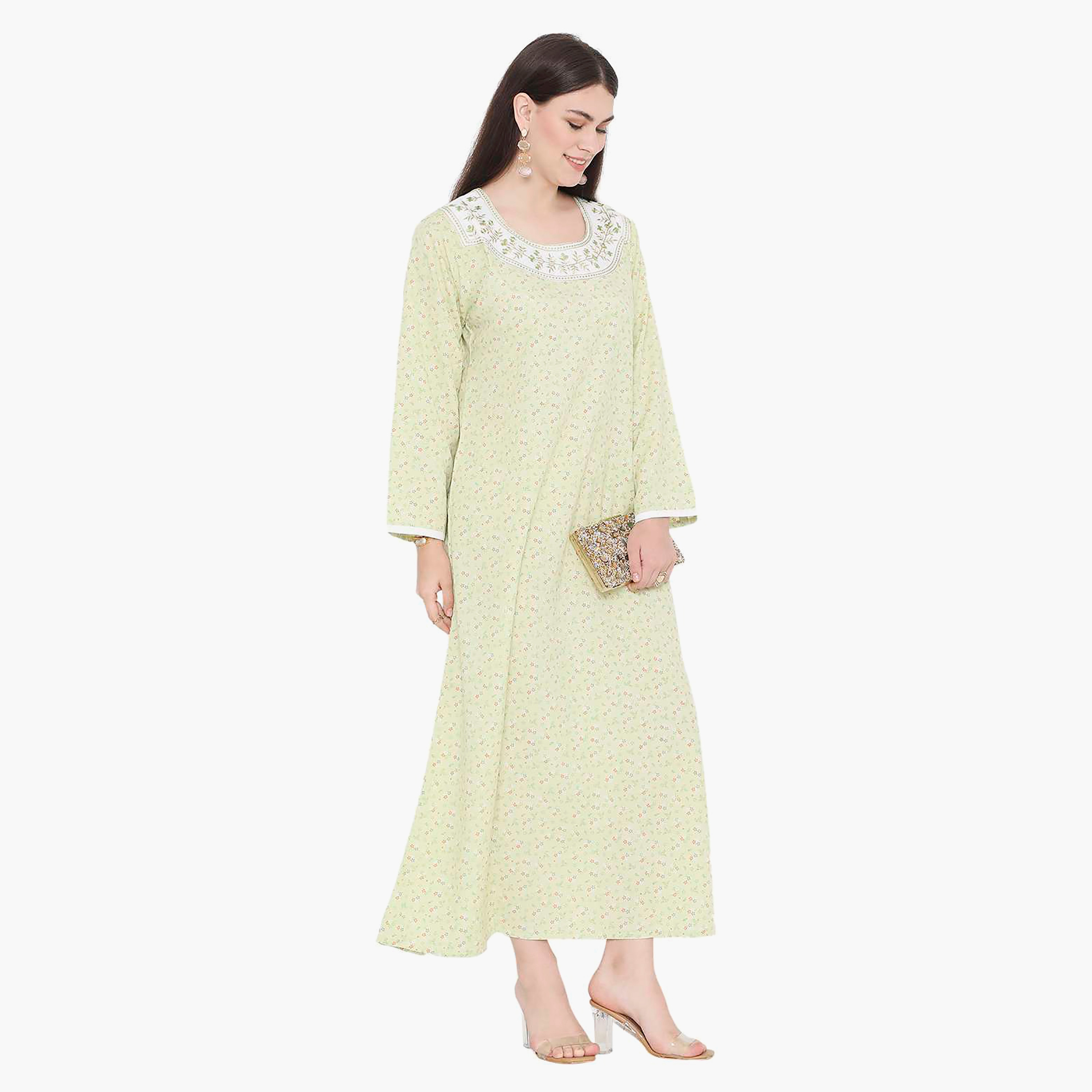 جلابية نسائية مطرزة بالزهور وعقدة عنق من هانا آند سارة-women-arabicclothing-jalabiyas-image-9