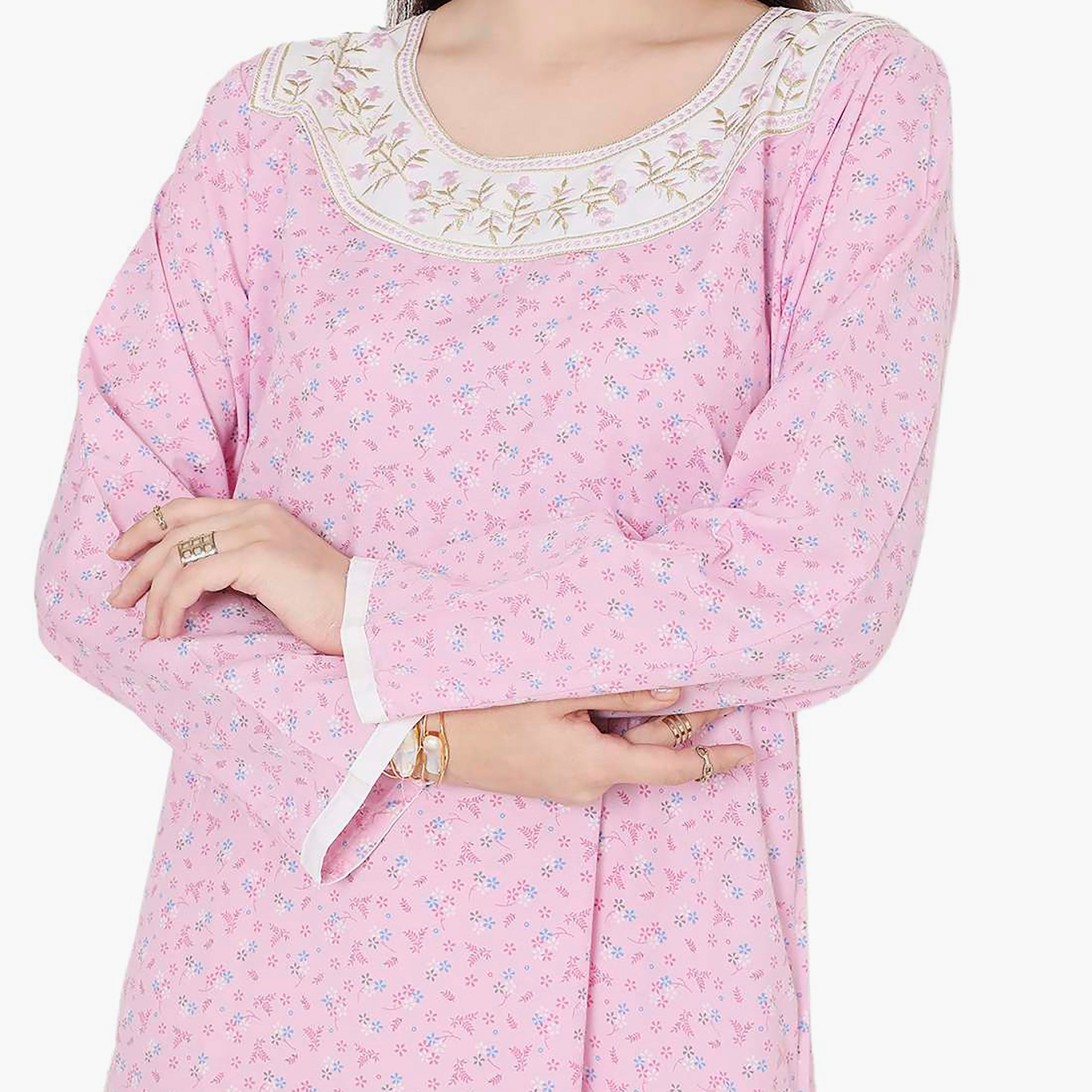 جلابية نسائية مطرزة بالزهور وعقدة عنق من هانا آند سارة-women-arabicclothing-jalabiyas-image-12