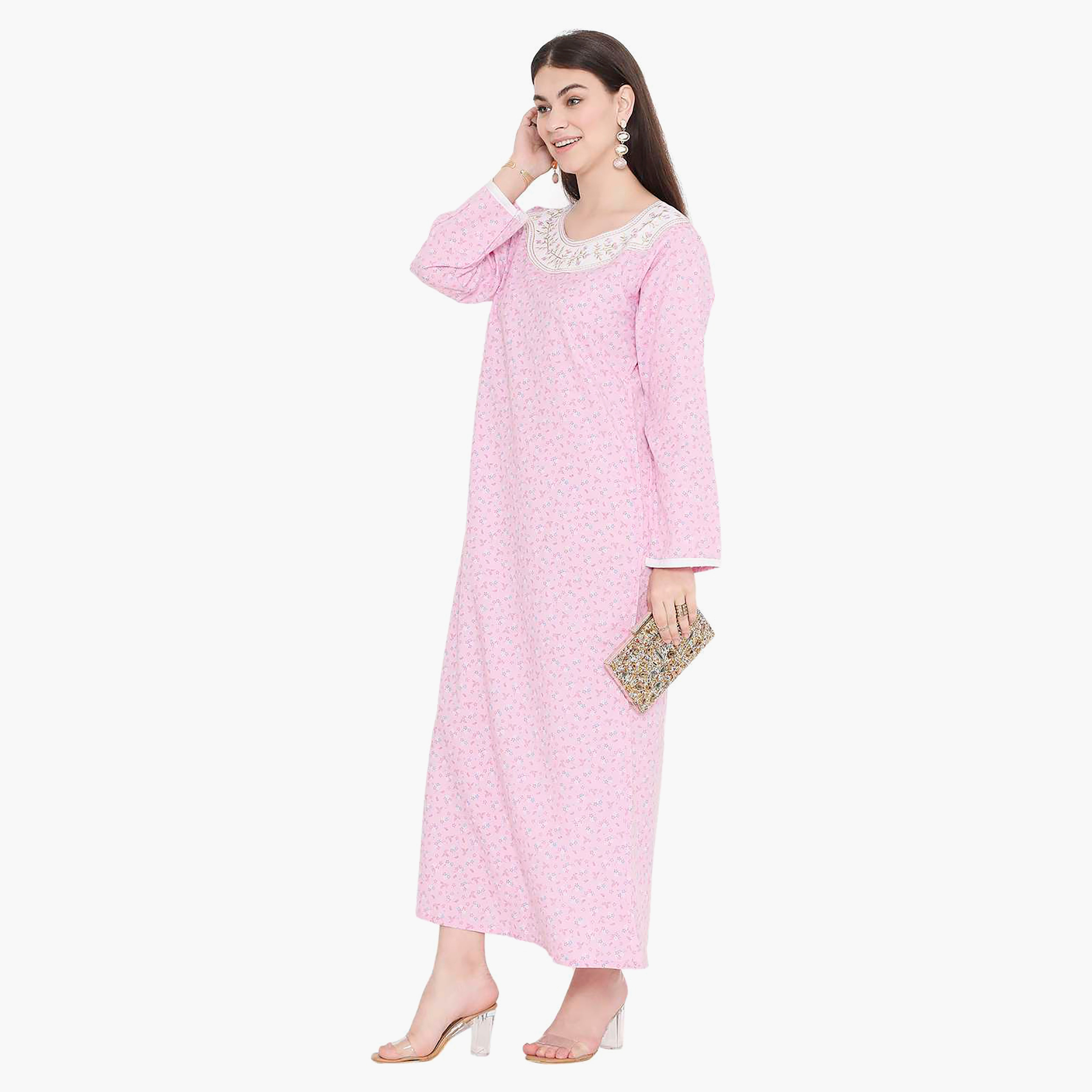 جلابية نسائية مطرزة بالزهور وعقدة عنق من هانا آند سارة-women-arabicclothing-jalabiyas-image-13