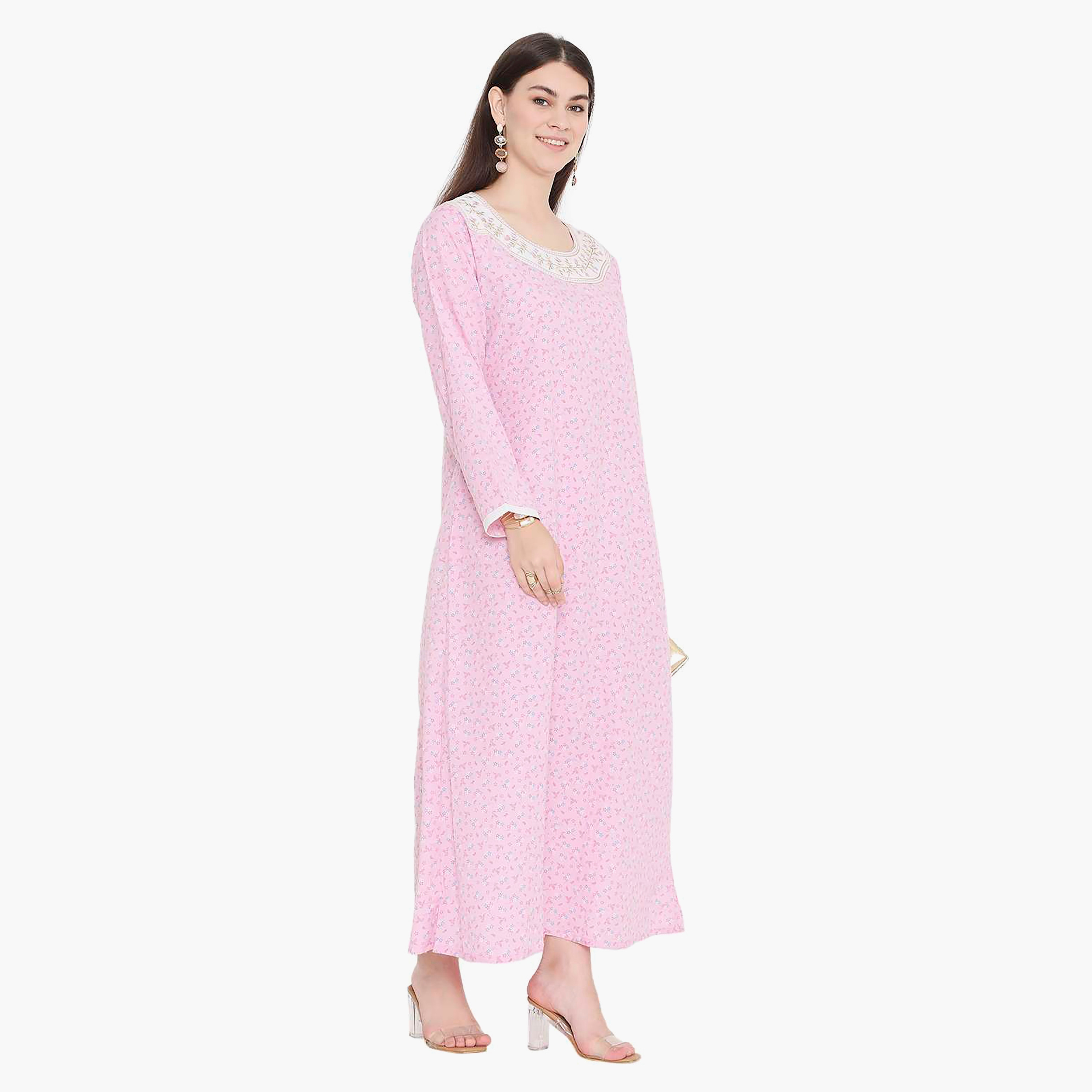 جلابية نسائية مطرزة بالزهور وعقدة عنق من هانا آند سارة-women-arabicclothing-jalabiyas-image-14