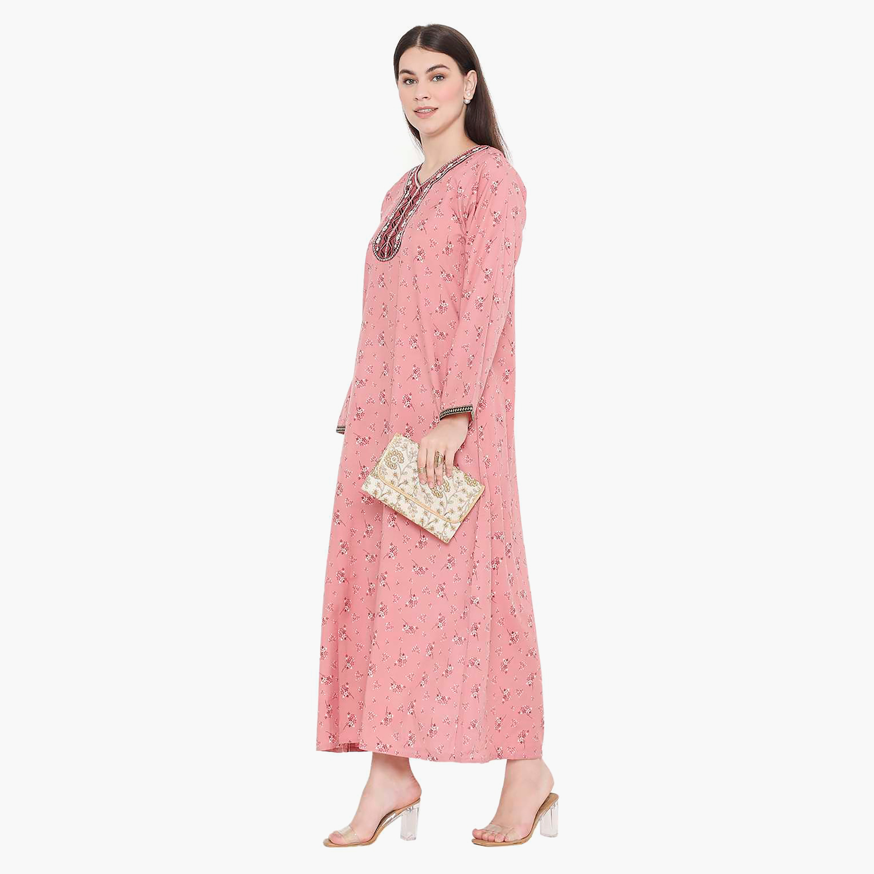 جلابية نسائية مطرزة بالزهور وعقدة عنق من هانا آند سارة-women-arabicclothing-jalabiyas-image-8
