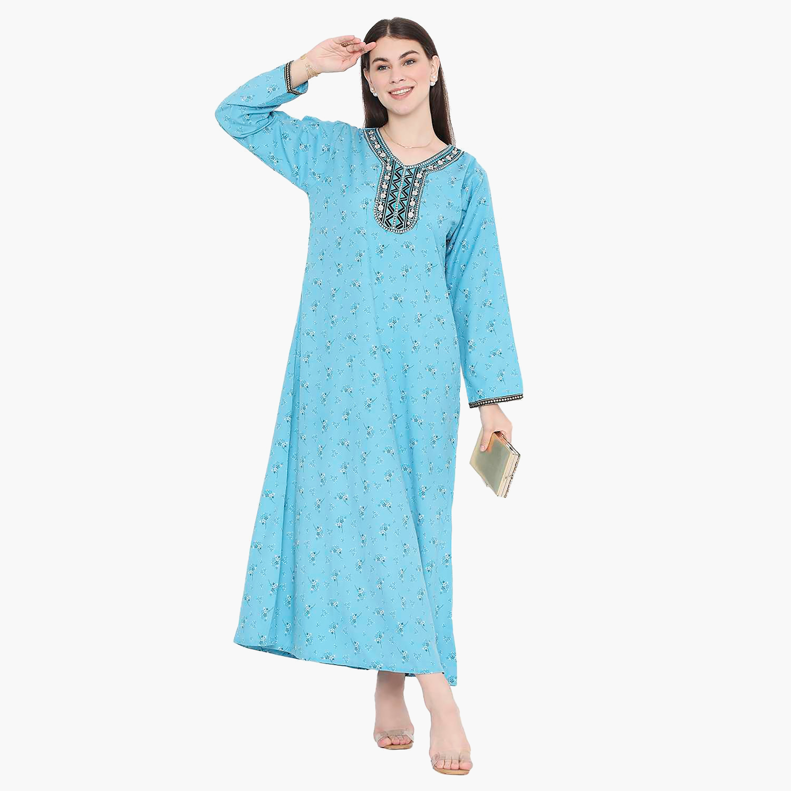 جلابية نسائية مطرزة بالزهور وعقدة عنق من هانا آند سارة-women-arabicclothing-jalabiyas-image-11