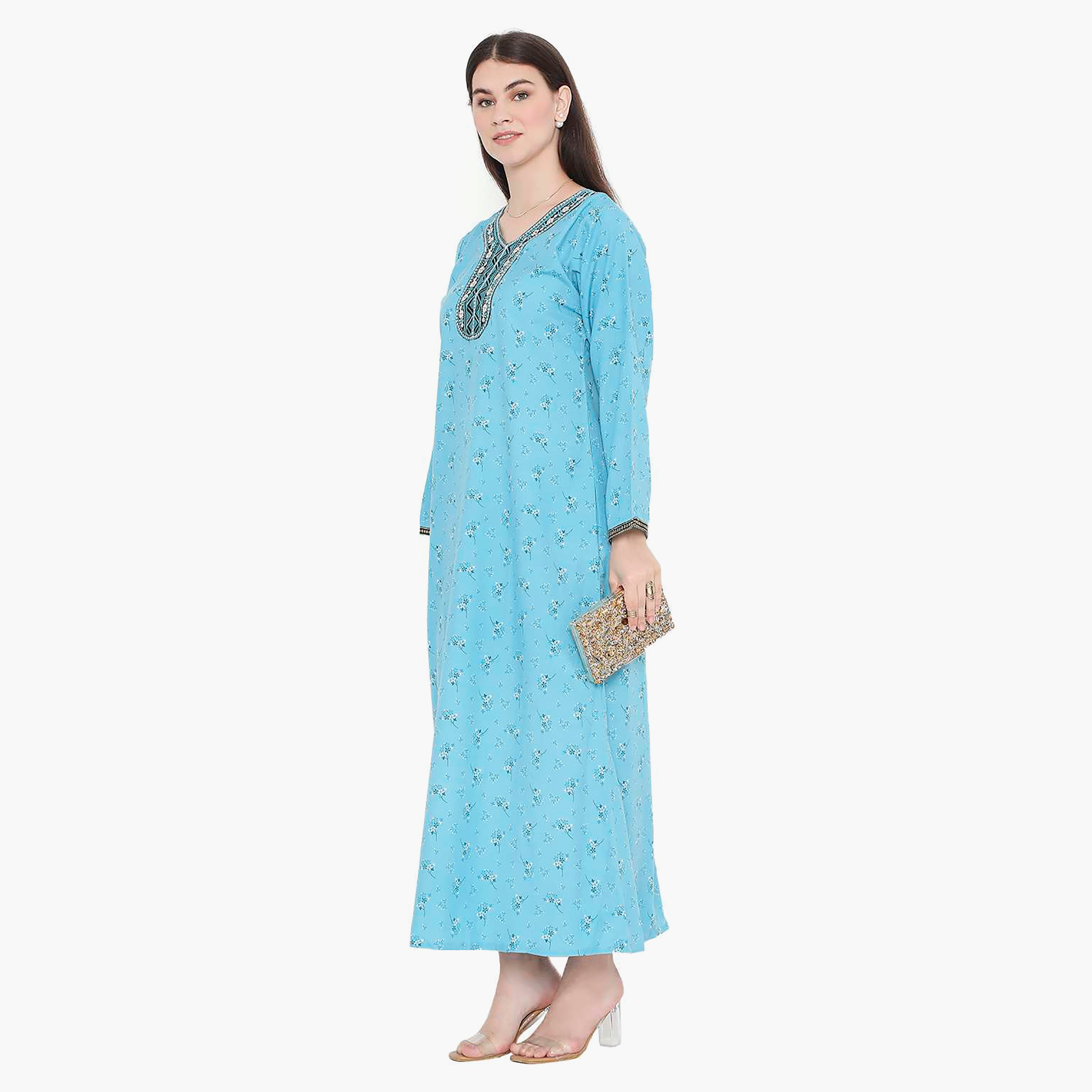 جلابية نسائية مطرزة بالزهور وعقدة عنق من هانا آند سارة-women-arabicclothing-jalabiyas-image-12