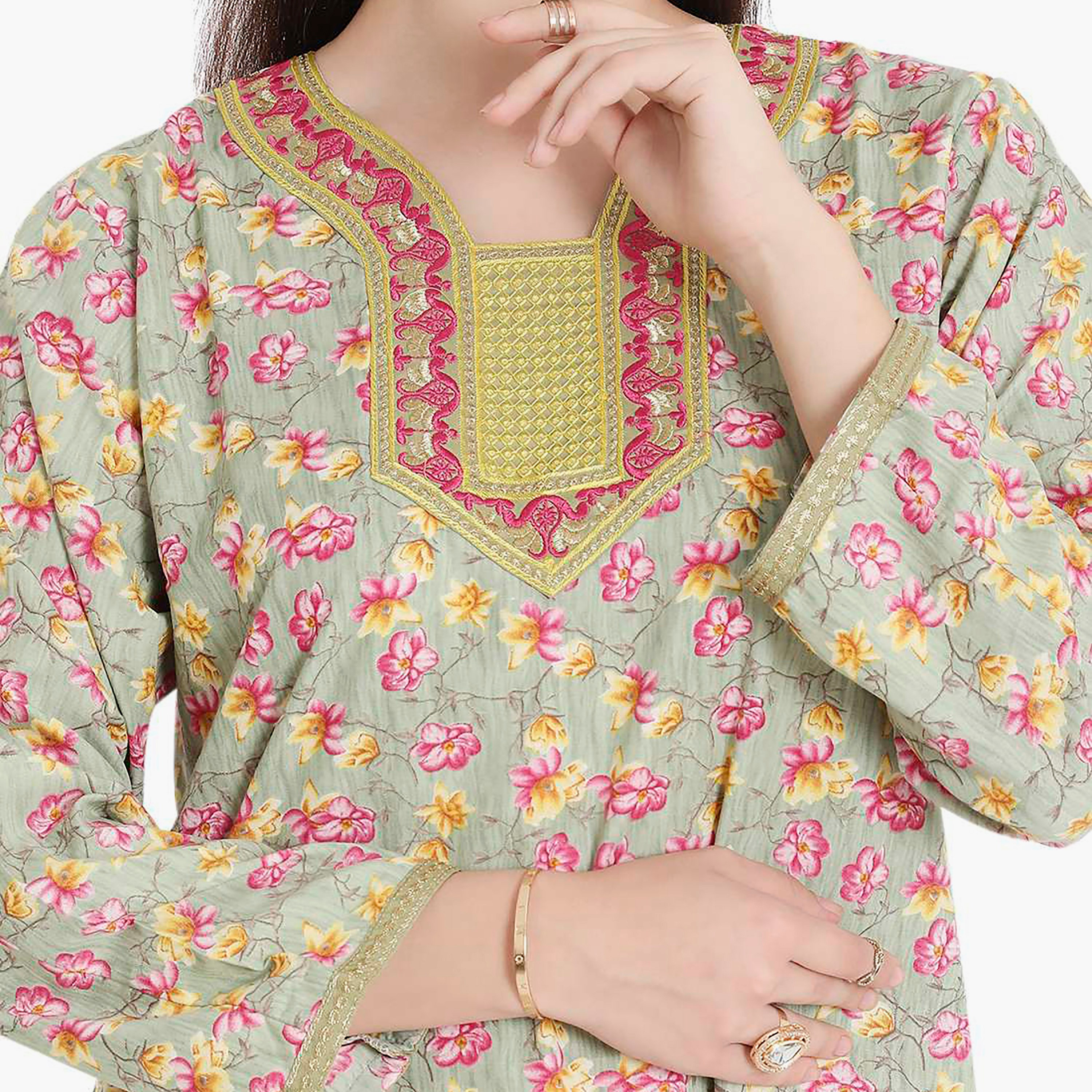 جلابية نسائية مطرزة بالزهور وعقدة عنق من هانا آند سارة-women-arabicclothing-jalabiyas-image-12
