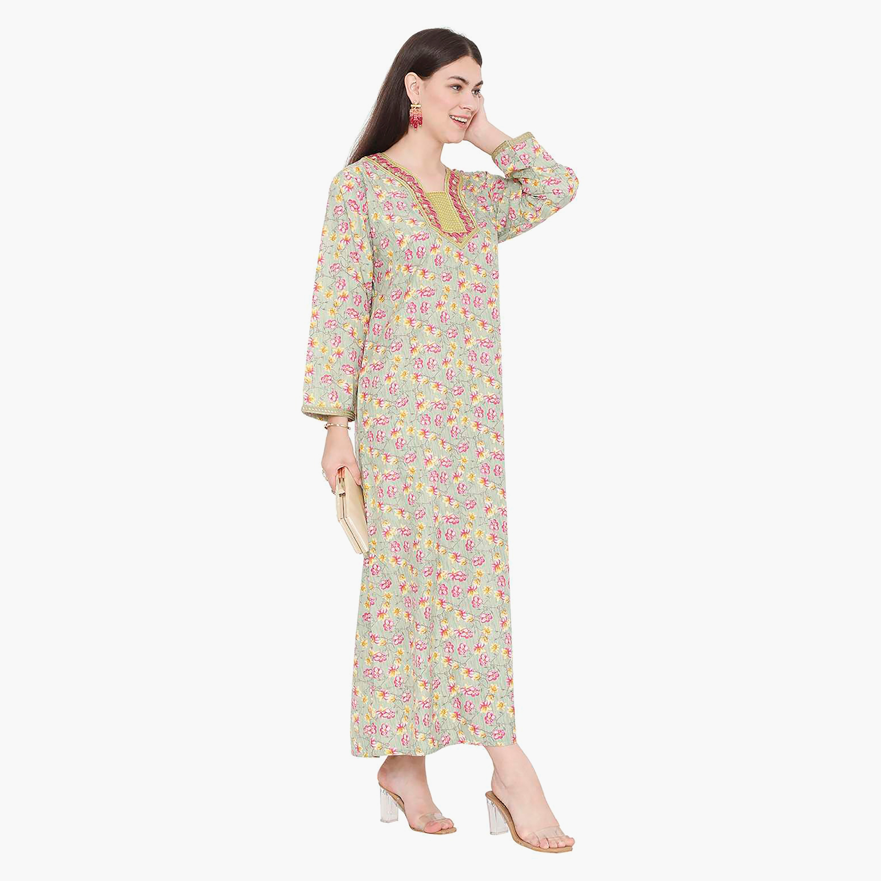 جلابية نسائية مطرزة بالزهور وعقدة عنق من هانا آند سارة-women-arabicclothing-jalabiyas-image-14
