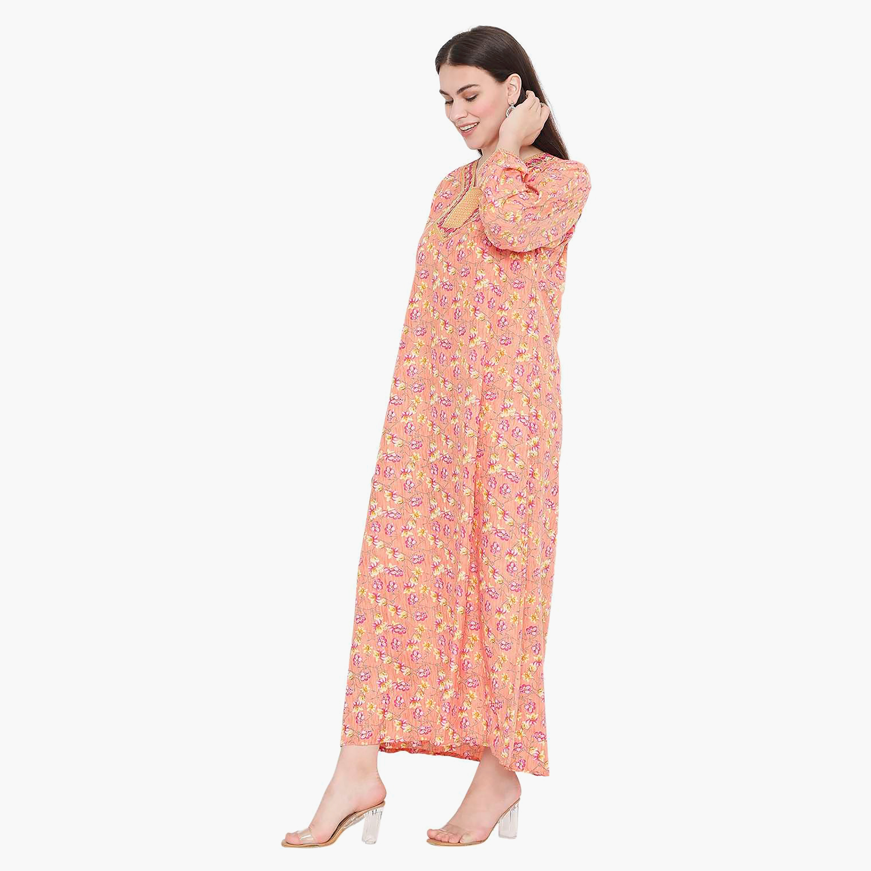 جلابية نسائية مطرزة بالزهور وعقدة عنق من هانا آند سارة-women-arabicclothing-jalabiyas-image-8