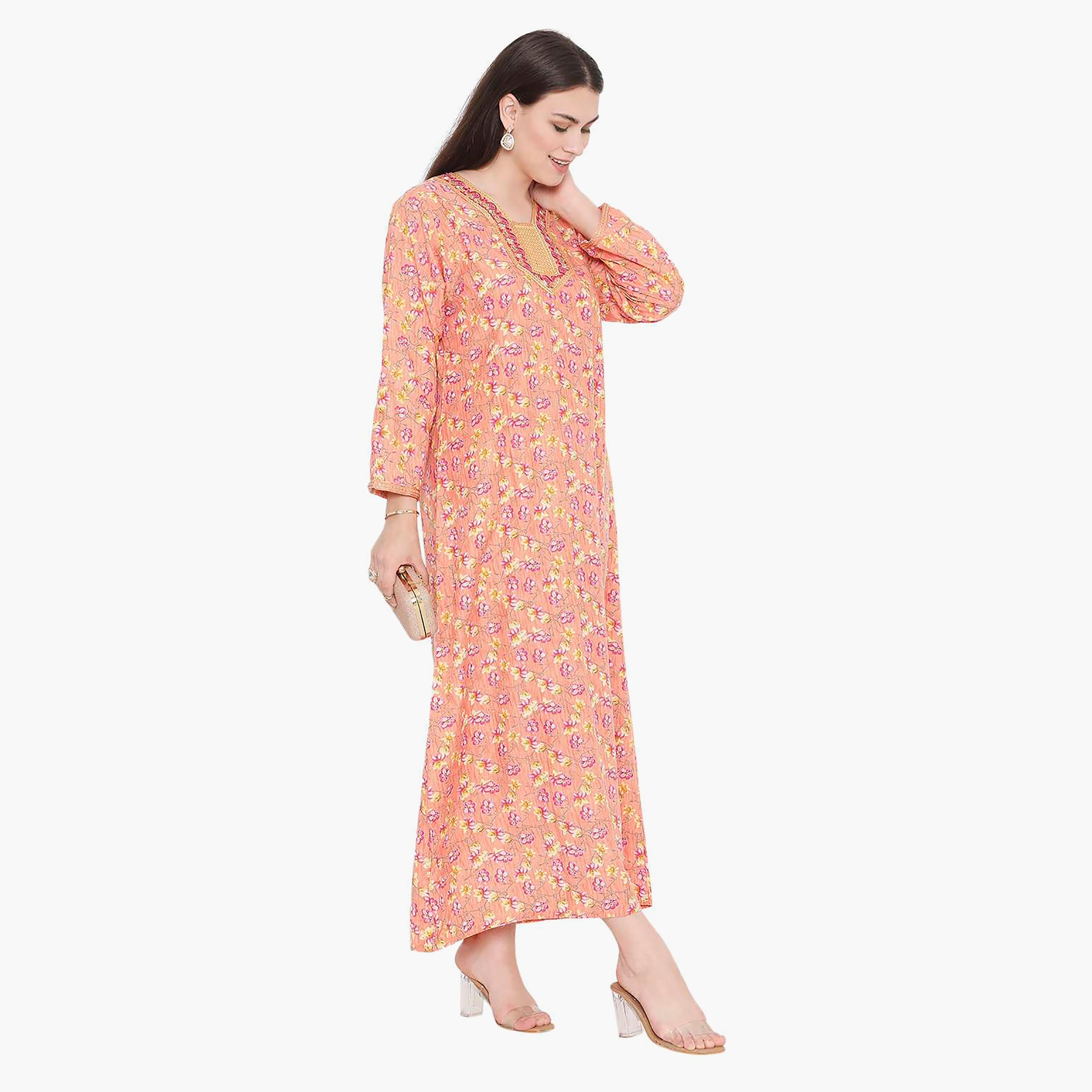 جلابية نسائية مطرزة بالزهور وعقدة عنق من هانا آند سارة-women-arabicclothing-jalabiyas-image-9