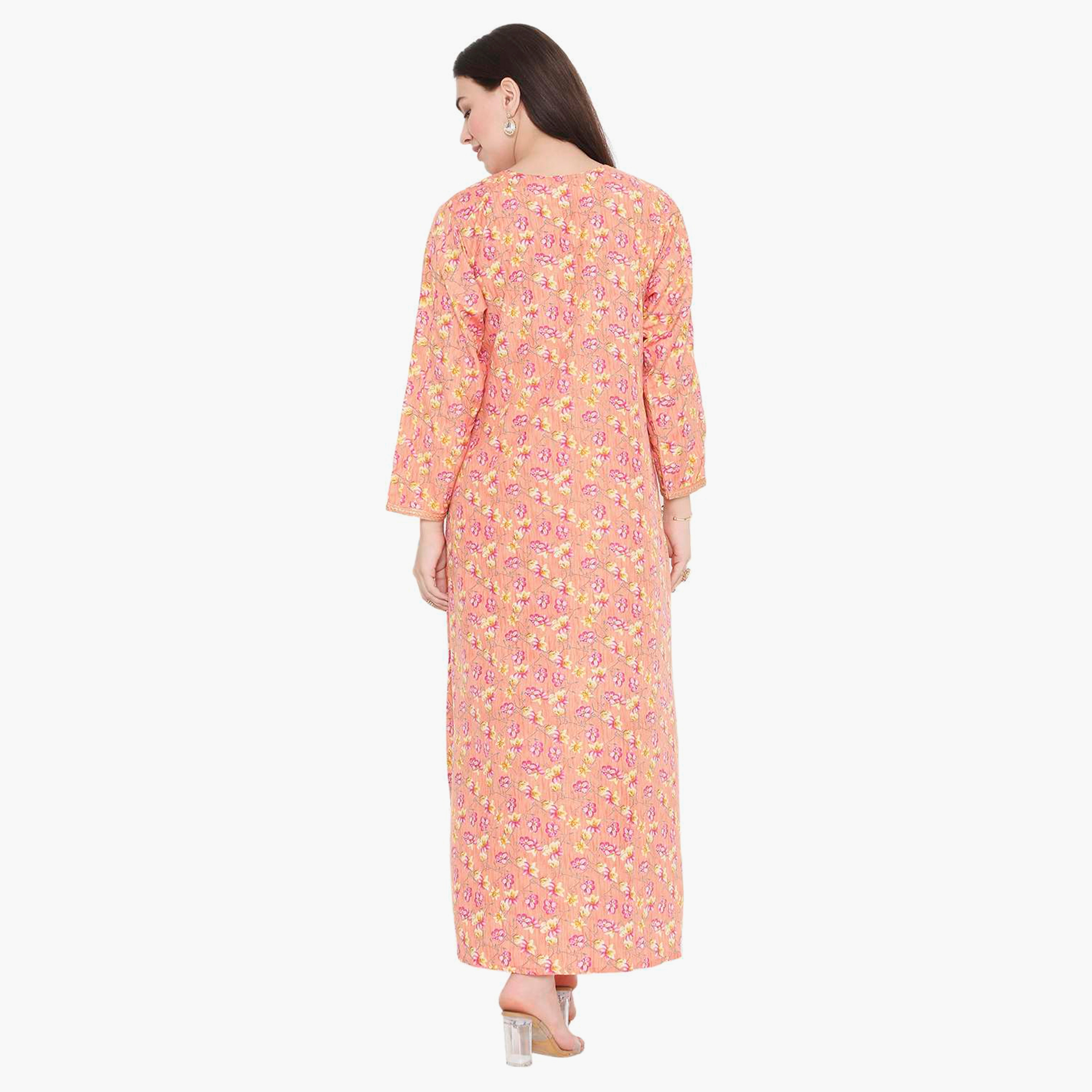 جلابية نسائية مطرزة بالزهور وعقدة عنق من هانا آند سارة-women-arabicclothing-jalabiyas-image-10