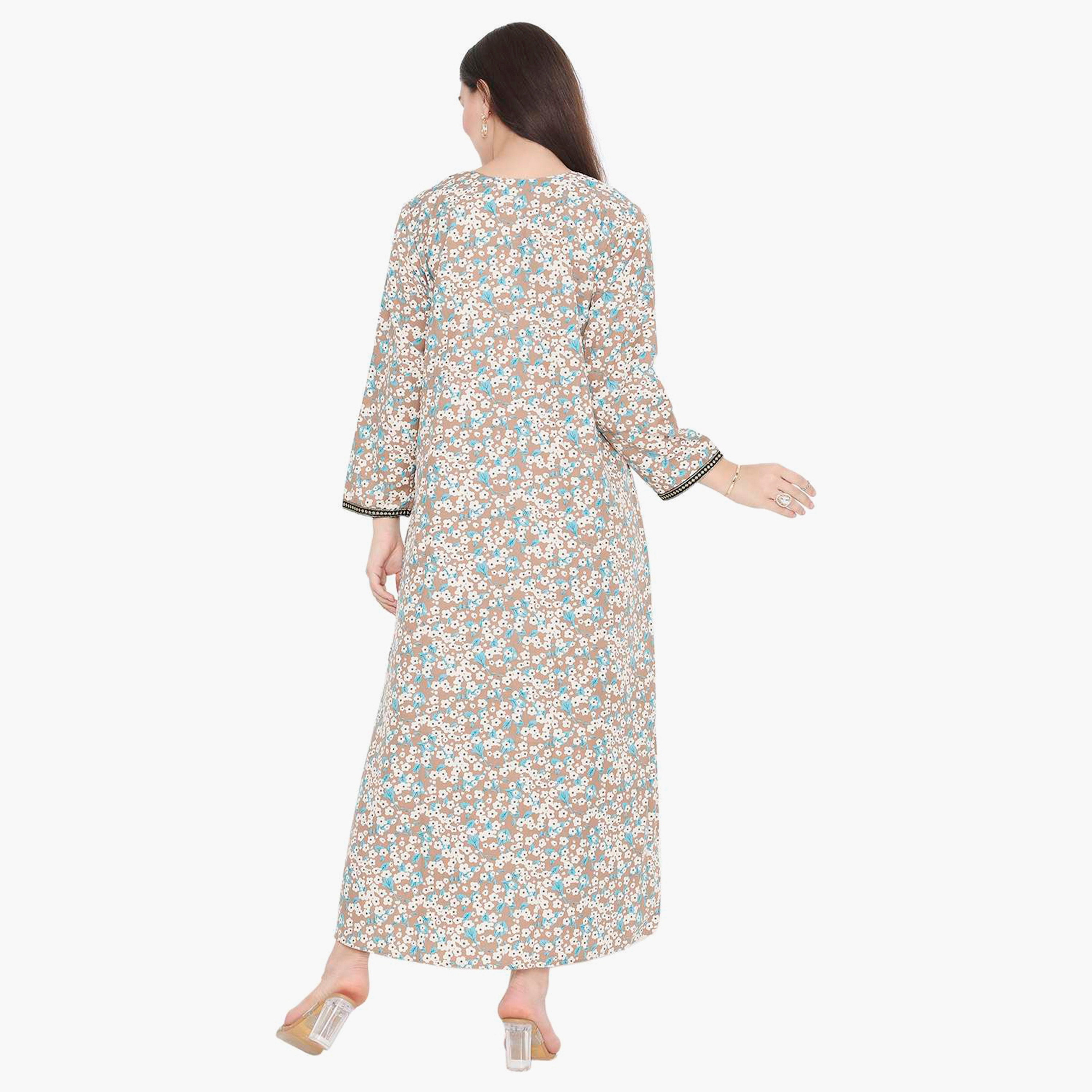 جلابية نسائية مطرزة بالزهور وعقدة عنق من هانا آند سارة-women-arabicclothing-jalabiyas-image-5