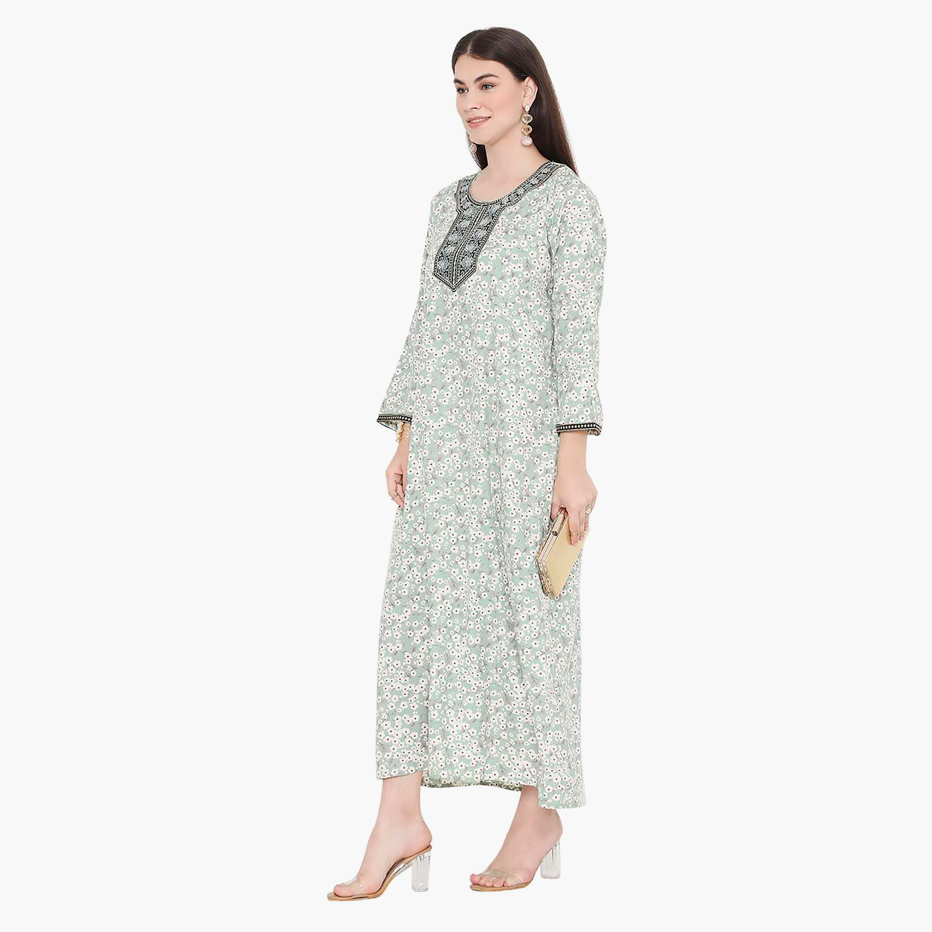 جلابية نسائية مطرزة بالزهور وعقدة عنق من هانا آند سارة-women-arabicclothing-jalabiyas-image-8