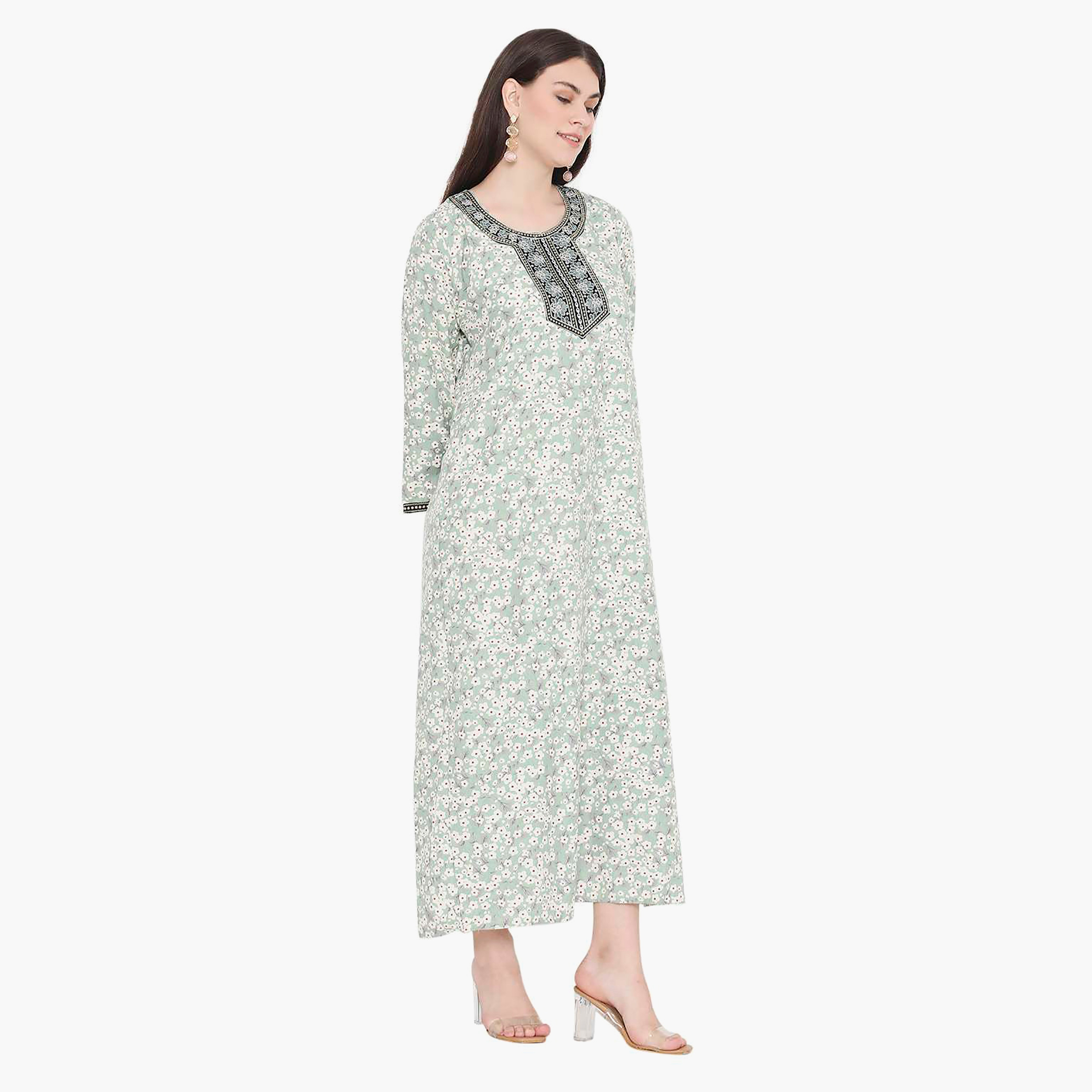 جلابية نسائية مطرزة بالزهور وعقدة عنق من هانا آند سارة-women-arabicclothing-jalabiyas-image-9