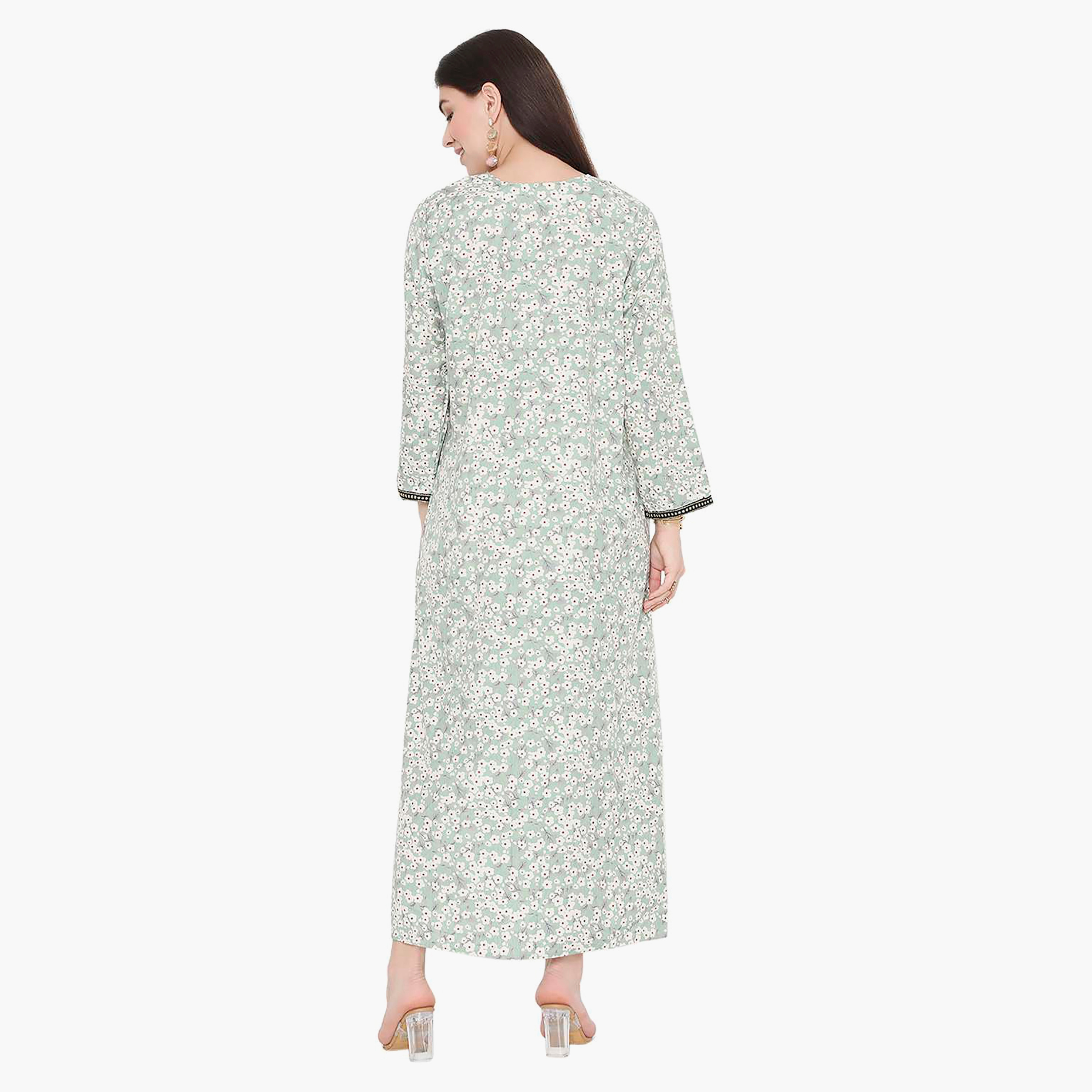 جلابية نسائية مطرزة بالزهور وعقدة عنق من هانا آند سارة-women-arabicclothing-jalabiyas-image-10