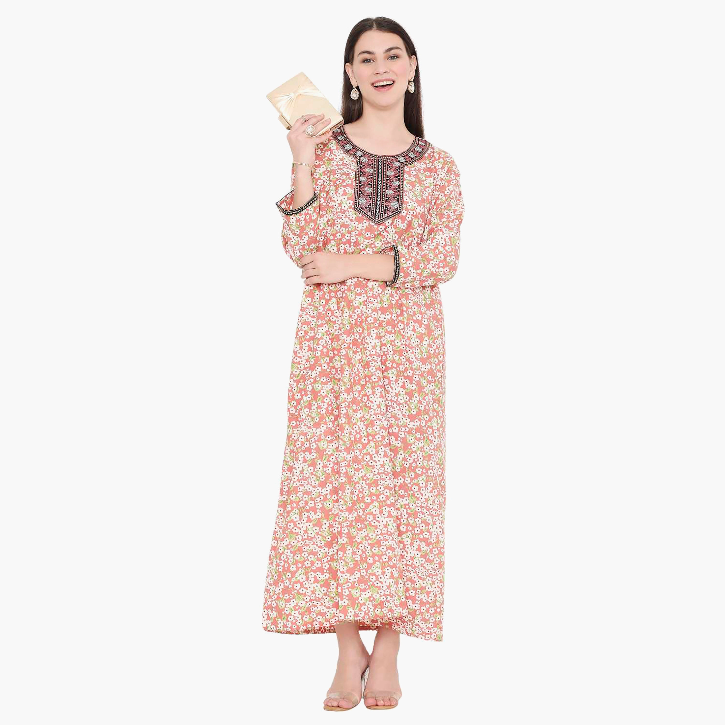 جلابية نسائية مطرزة بالزهور وعقدة عنق من هانا آند سارة-women-arabicclothing-jalabiyas-image-11