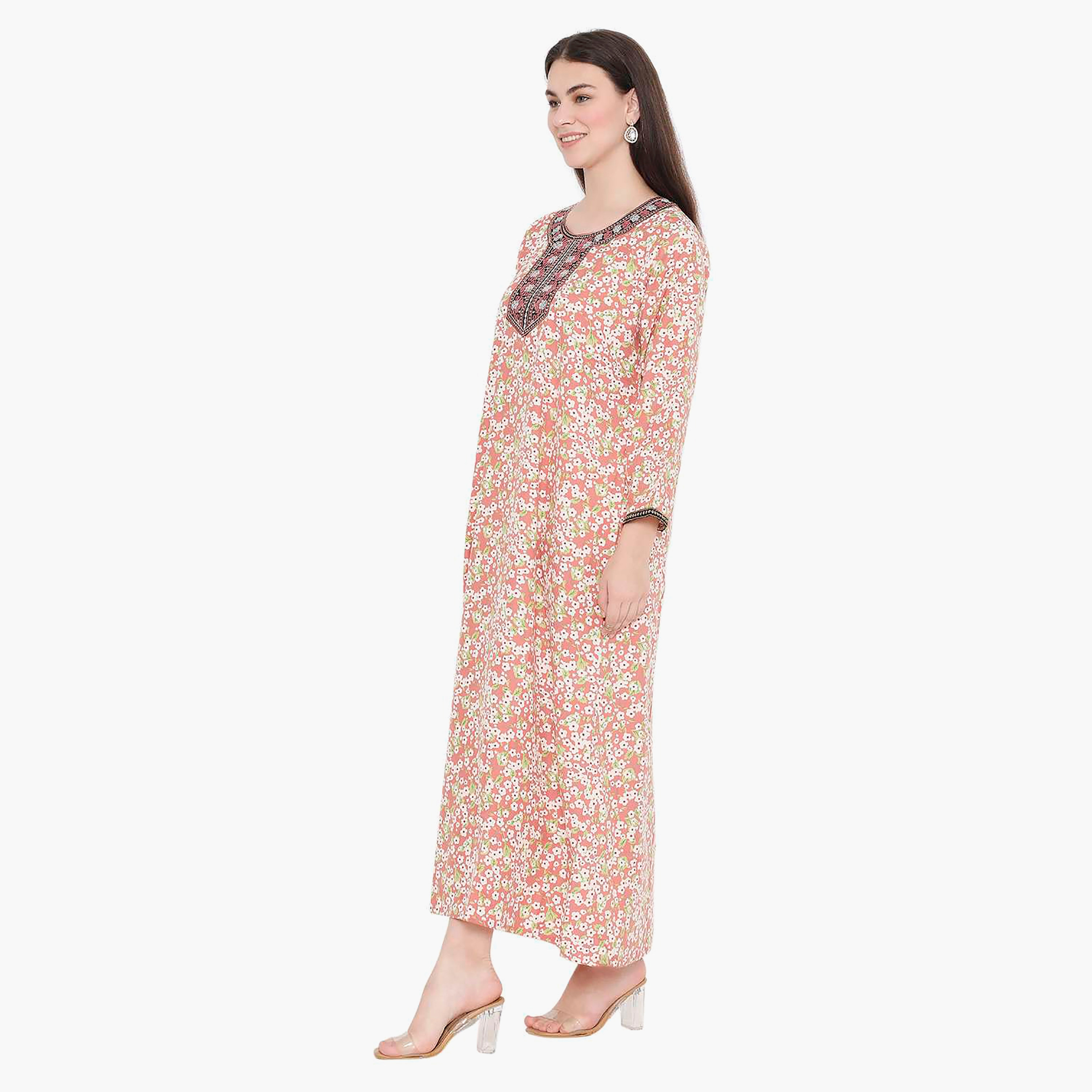 جلابية نسائية مطرزة بالزهور وعقدة عنق من هانا آند سارة-women-arabicclothing-jalabiyas-image-13