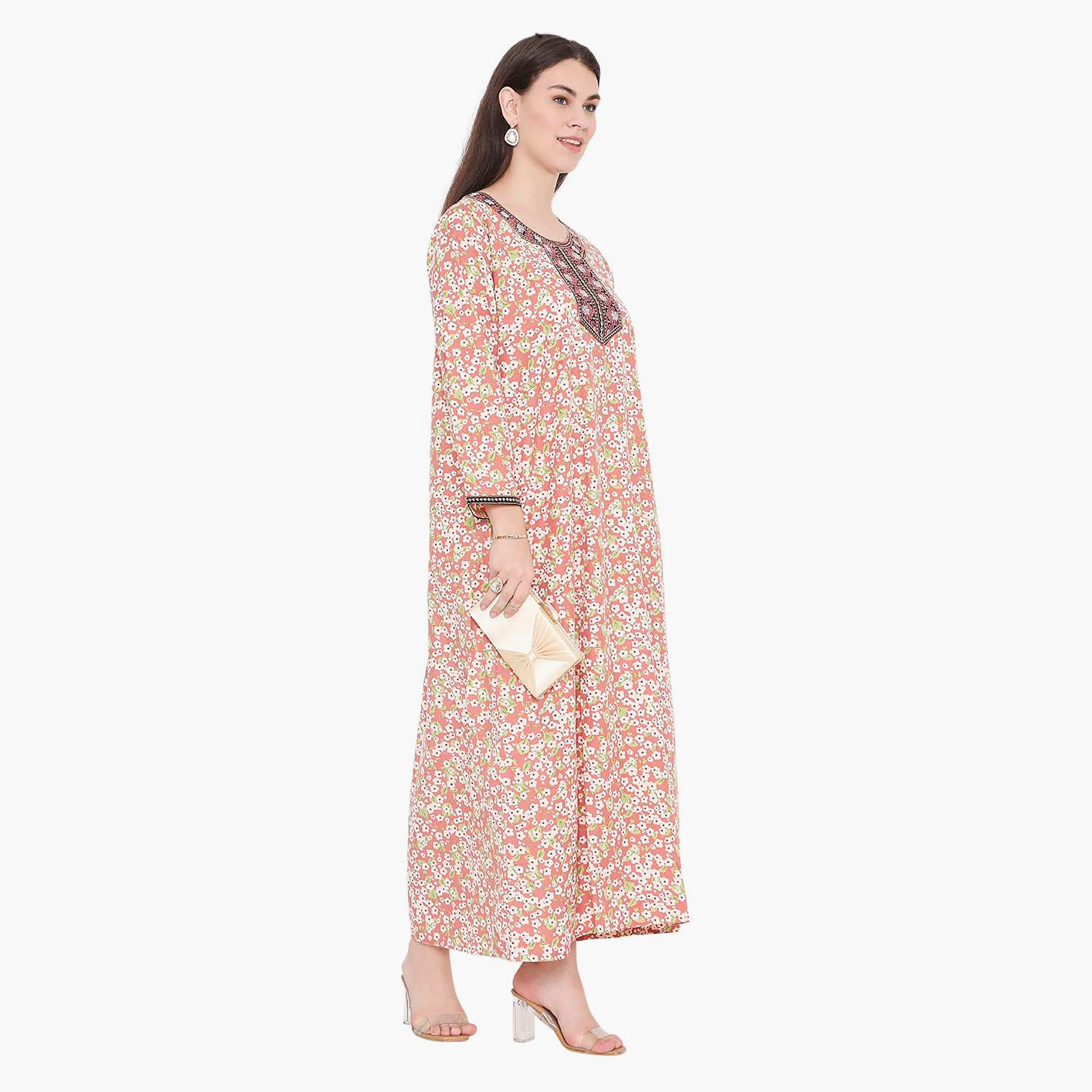 جلابية نسائية مطرزة بالزهور وعقدة عنق من هانا آند سارة-women-arabicclothing-jalabiyas-image-14