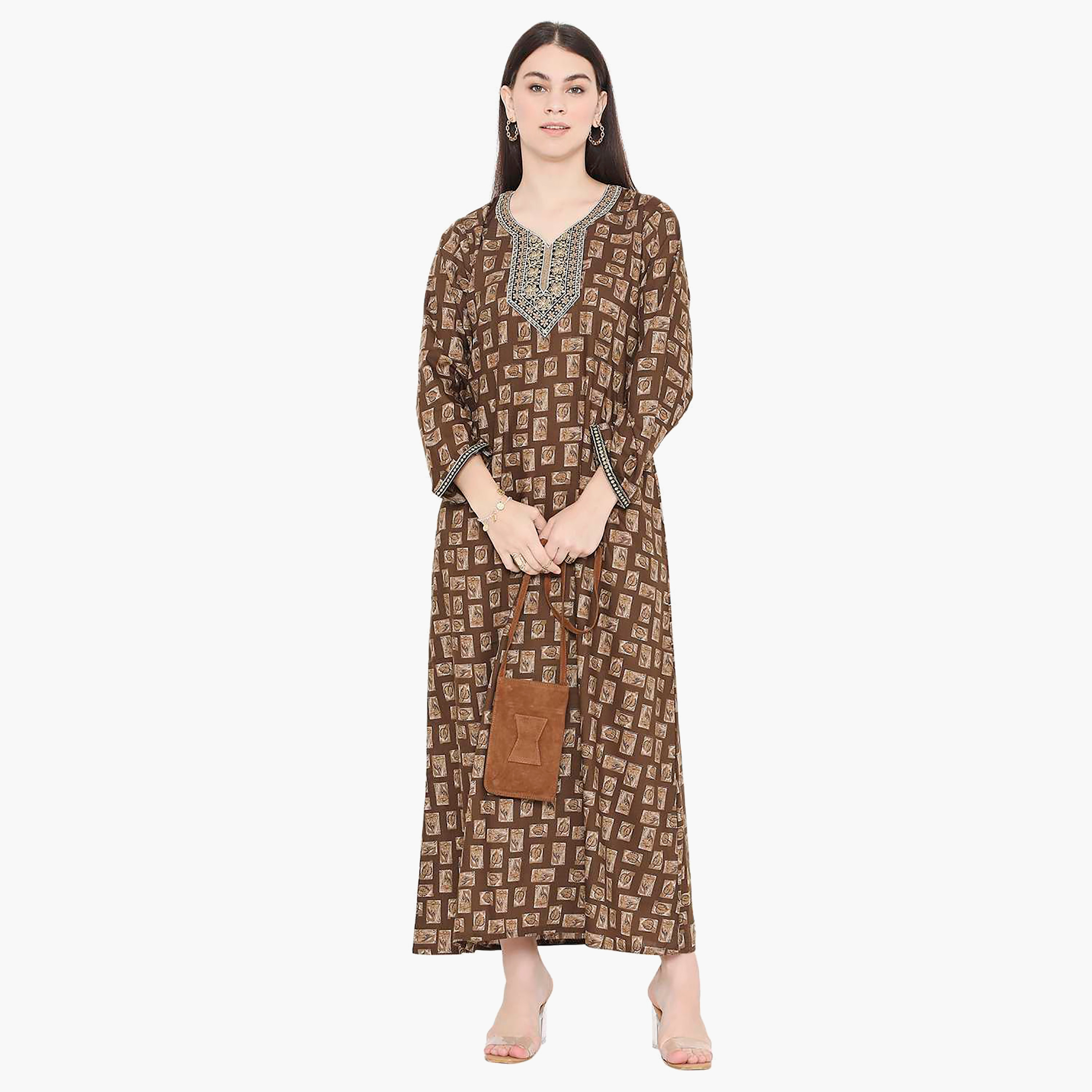 جلابية نسائية مطرزة بعقدة عنق من هانا آند سارة-women-arabicclothing-jalabiyas-image-1