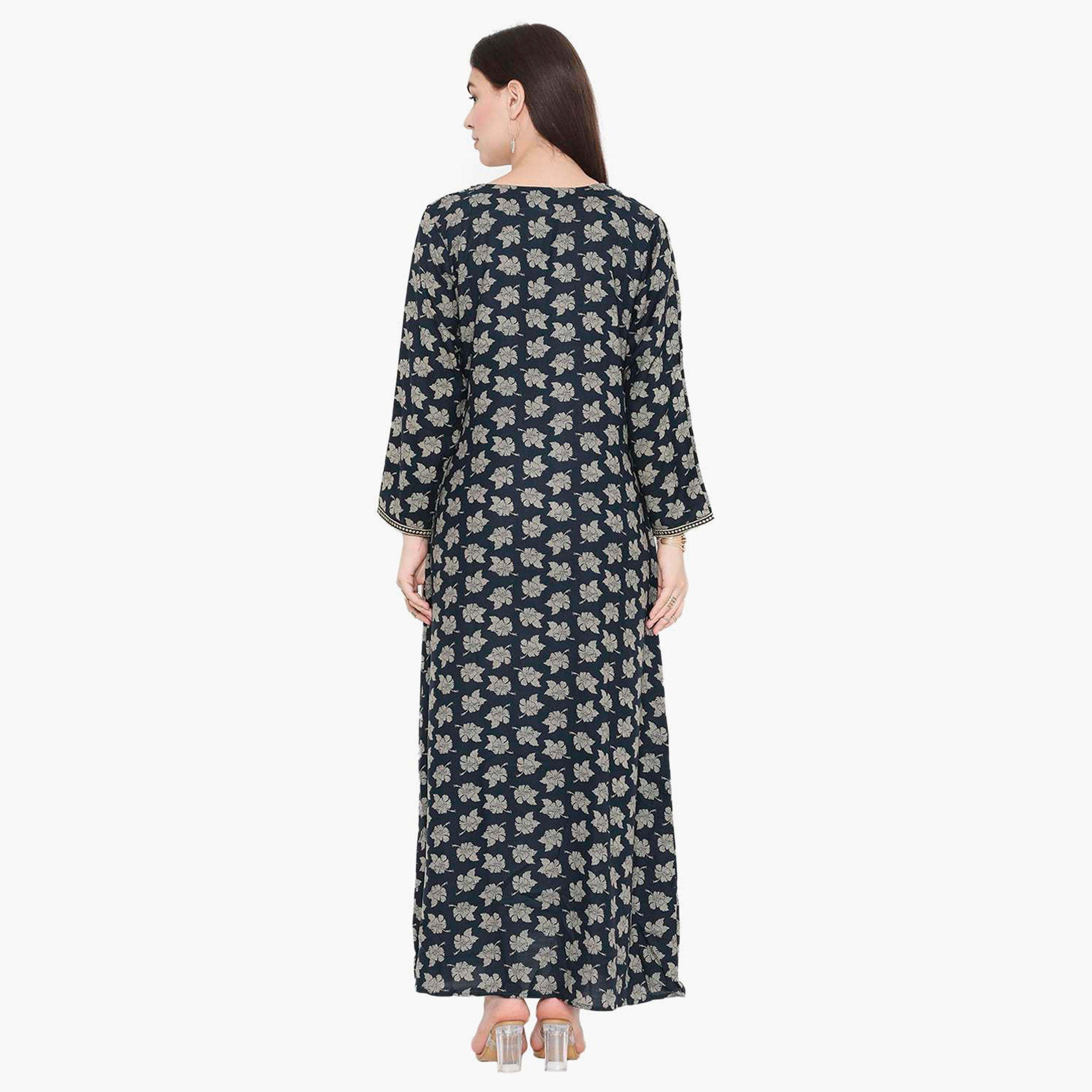 جلابية نسائية مطرزة بالزهور وعقدة عنق من هانا آند سارة-women-arabicclothing-jalabiyas-image-5