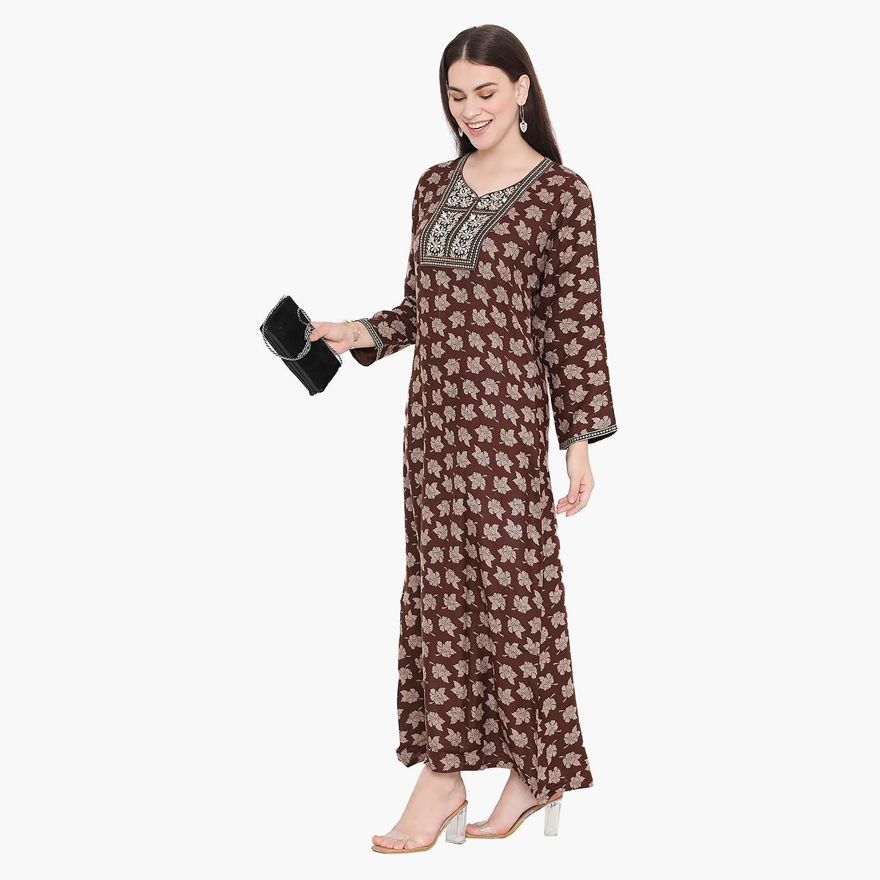 جلابية نسائية مطرزة بالزهور وعقدة عنق من هانا آند سارة-women-arabicclothing-jalabiyas-image-8