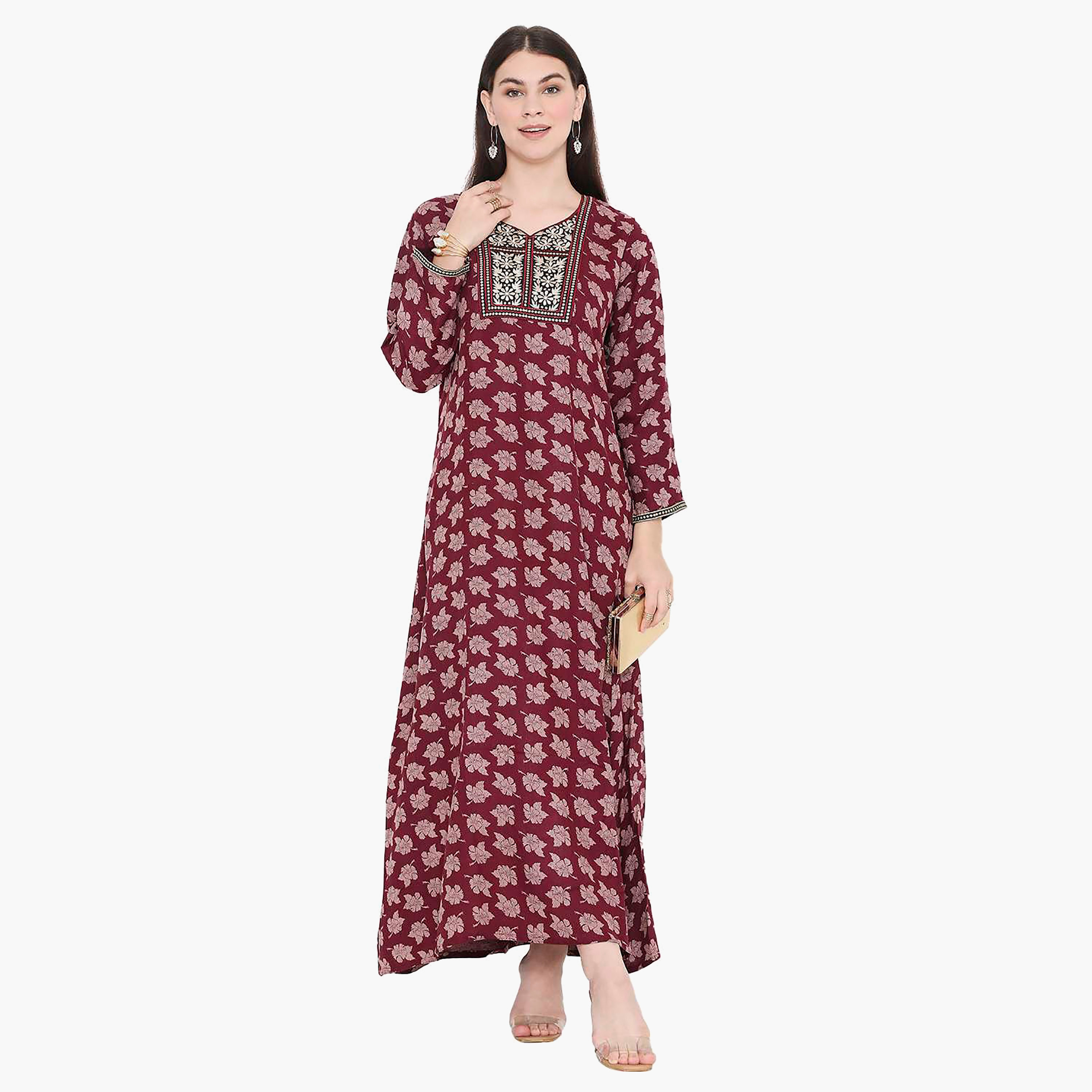 جلابية نسائية مطرزة بالزهور وعقدة عنق من هانا آند سارة-women-arabicclothing-jalabiyas-image-11