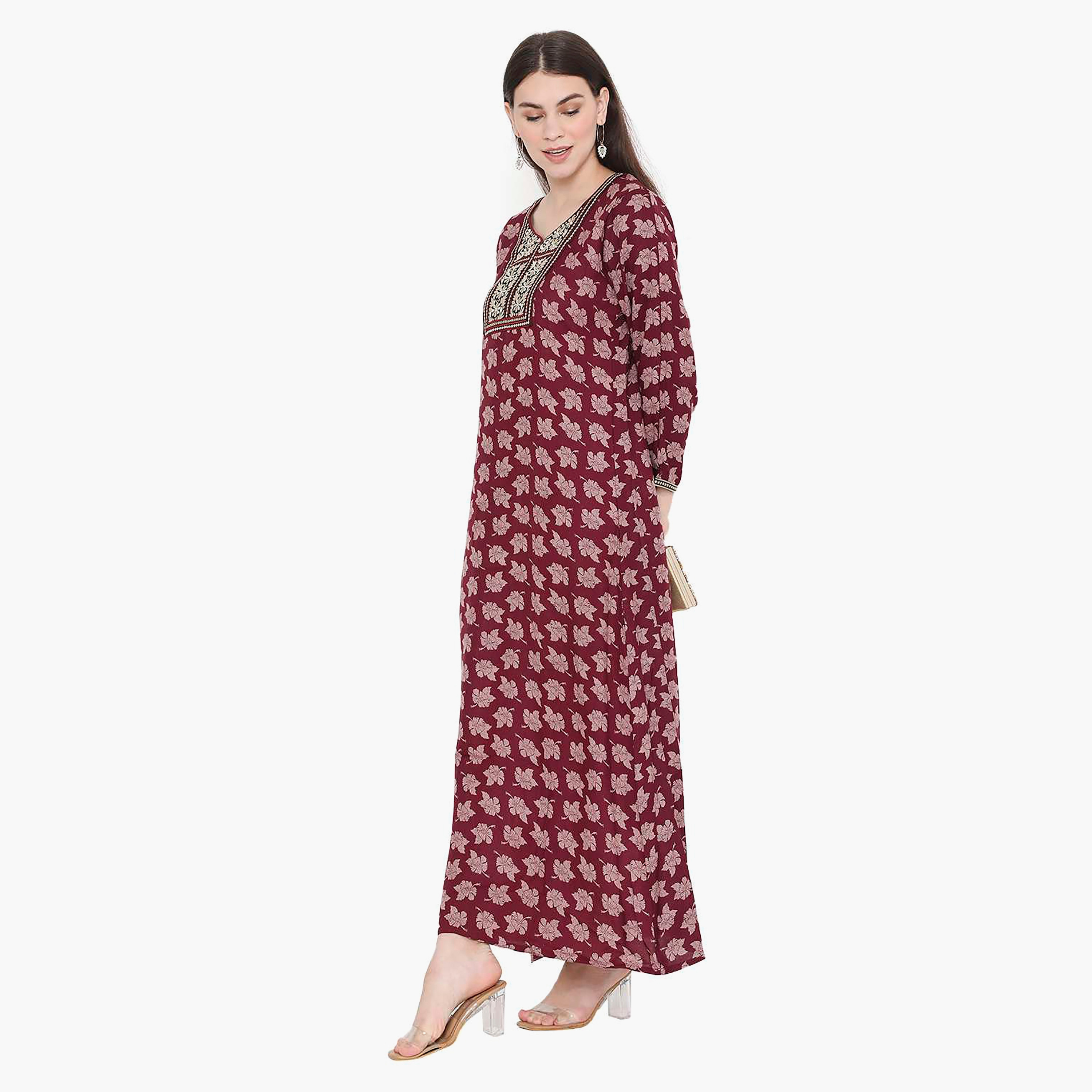 جلابية نسائية مطرزة بالزهور وعقدة عنق من هانا آند سارة-women-arabicclothing-jalabiyas-image-13