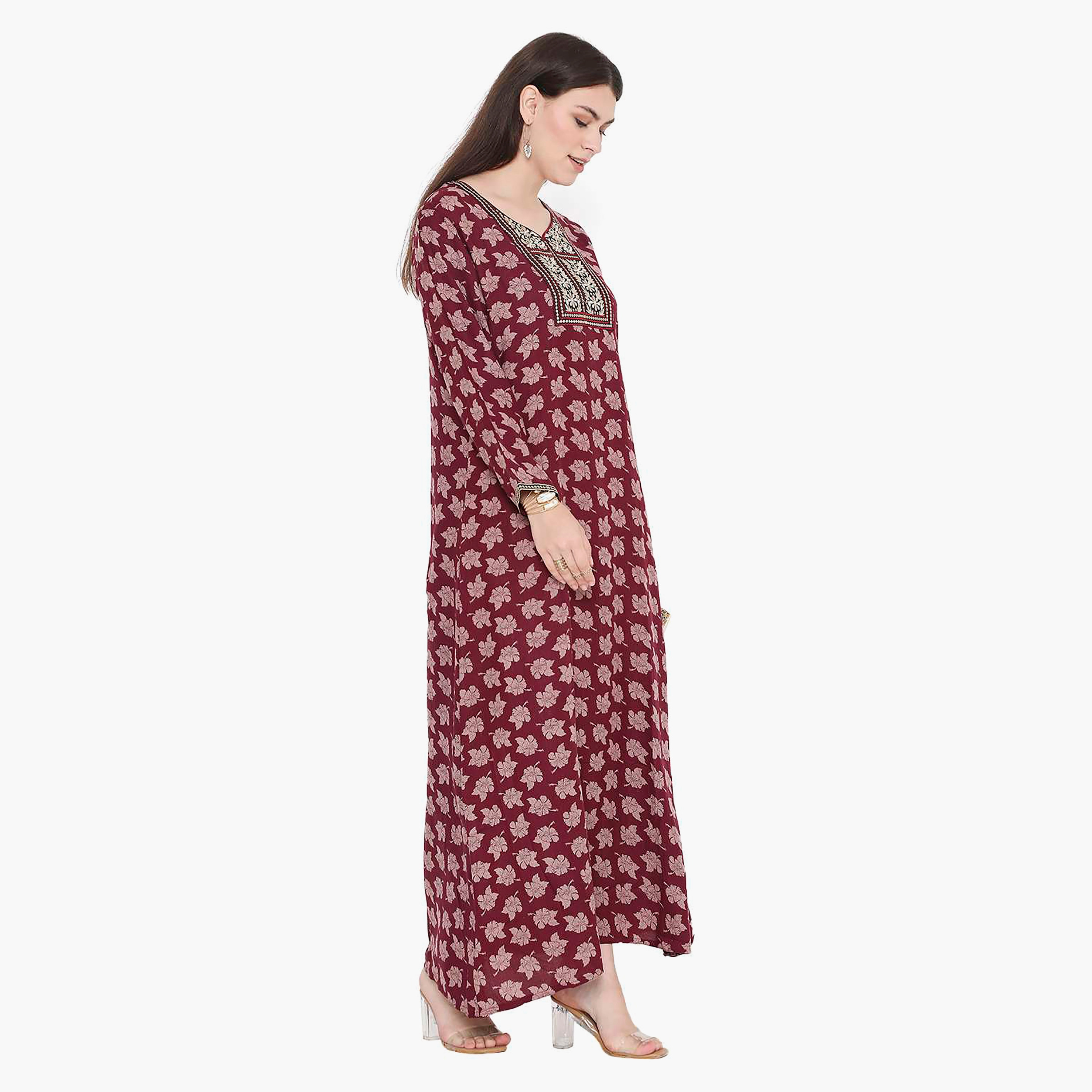 جلابية نسائية مطرزة بالزهور وعقدة عنق من هانا آند سارة-women-arabicclothing-jalabiyas-image-14