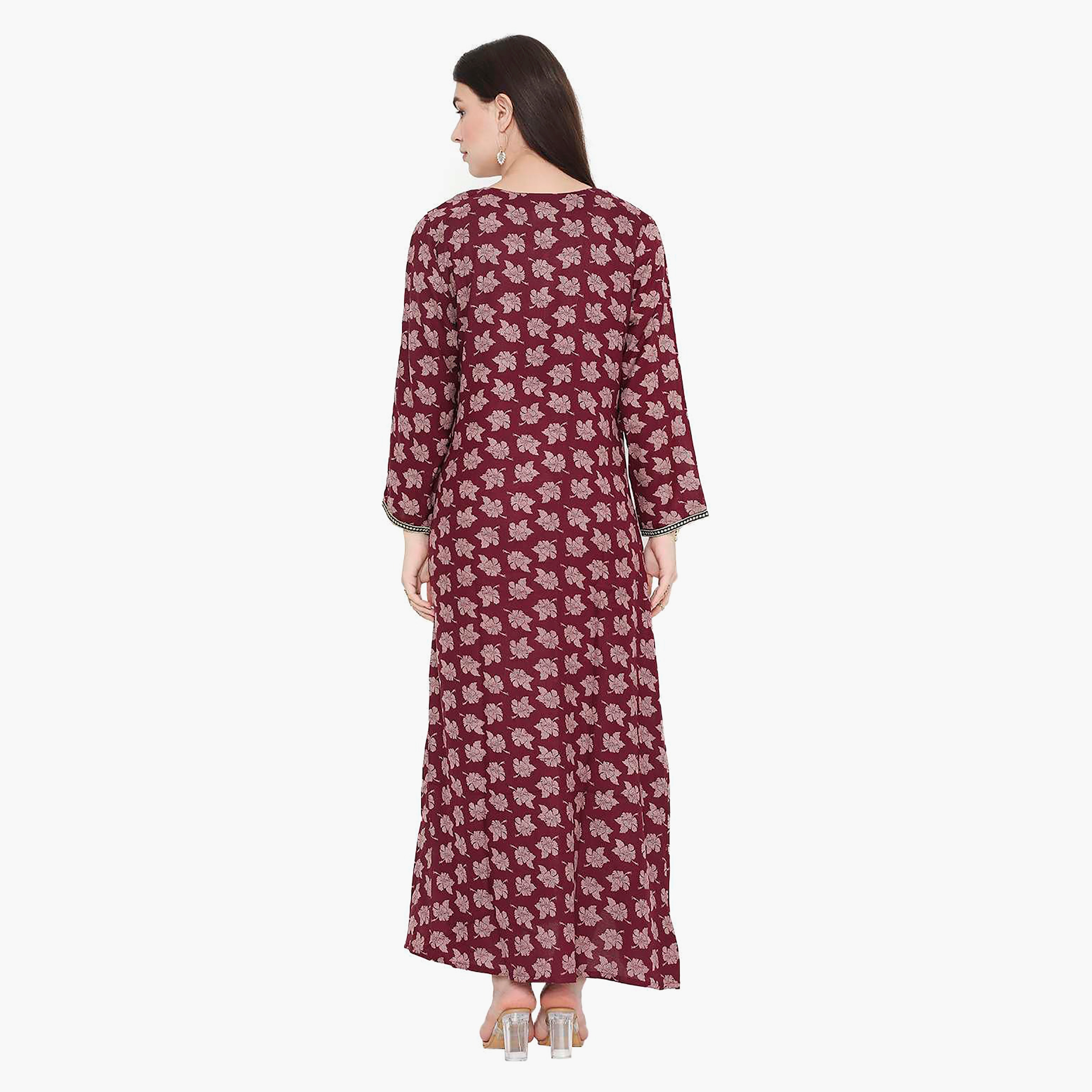 جلابية نسائية مطرزة بالزهور وعقدة عنق من هانا آند سارة-women-arabicclothing-jalabiyas-image-15