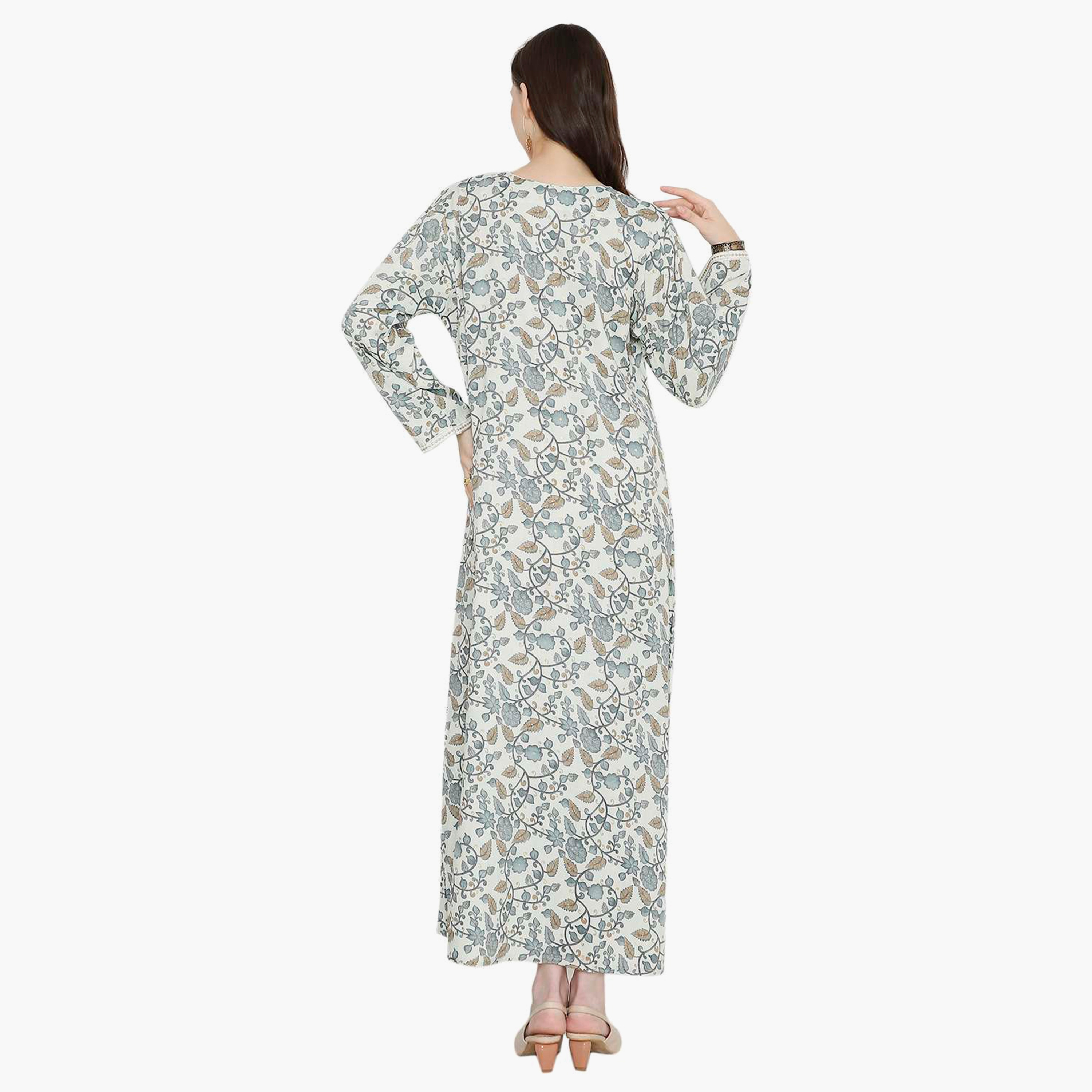 جلابية نسائية مطرزة بالزهور وعقدة عنق من هانا آند سارة-women-arabicclothing-jalabiyas-image-5