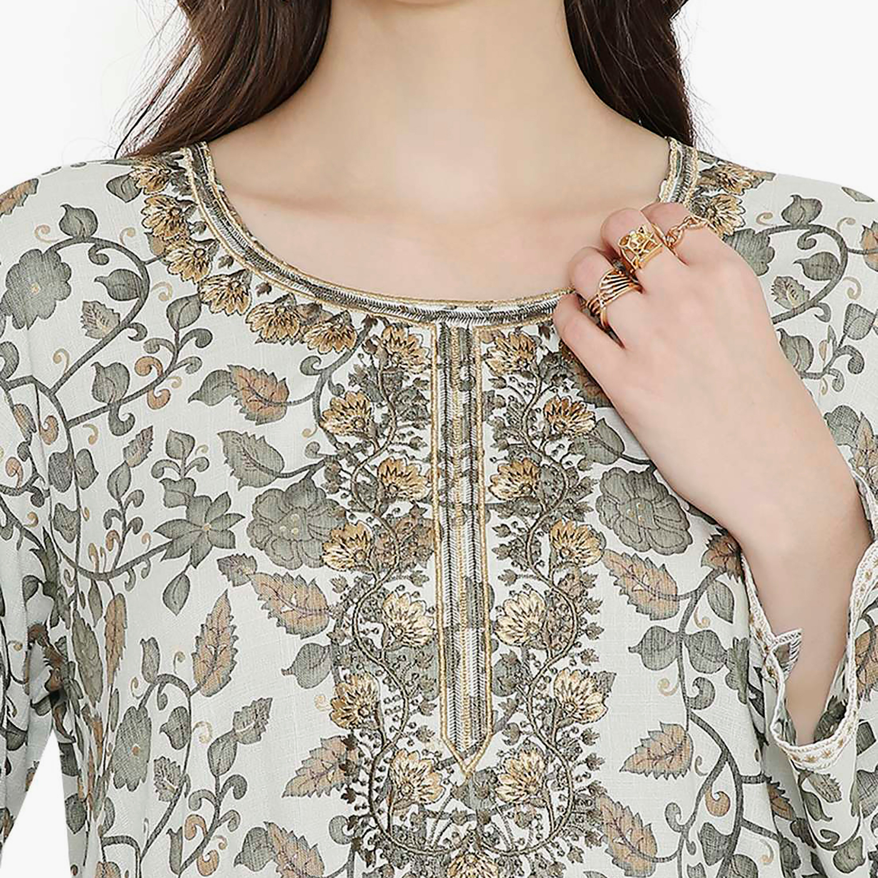 جلابية نسائية مطرزة بالزهور وعقدة عنق من هانا آند سارة-women-arabicclothing-jalabiyas-image-7