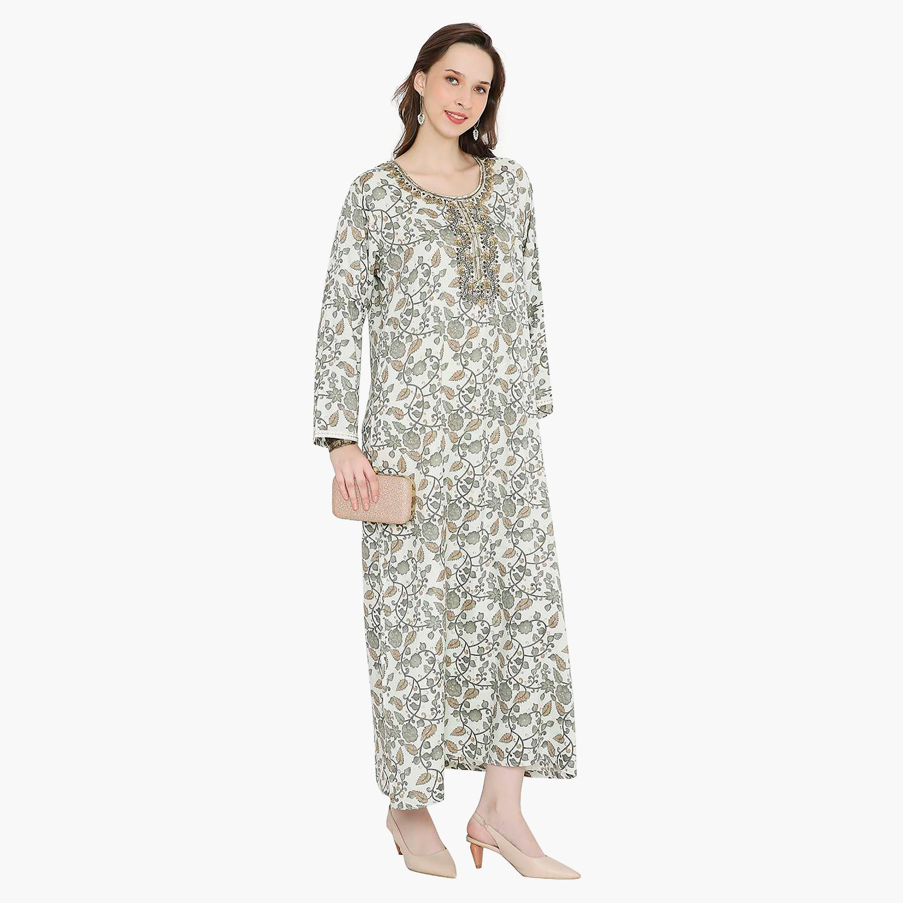 جلابية نسائية مطرزة بالزهور وعقدة عنق من هانا آند سارة-women-arabicclothing-jalabiyas-image-8