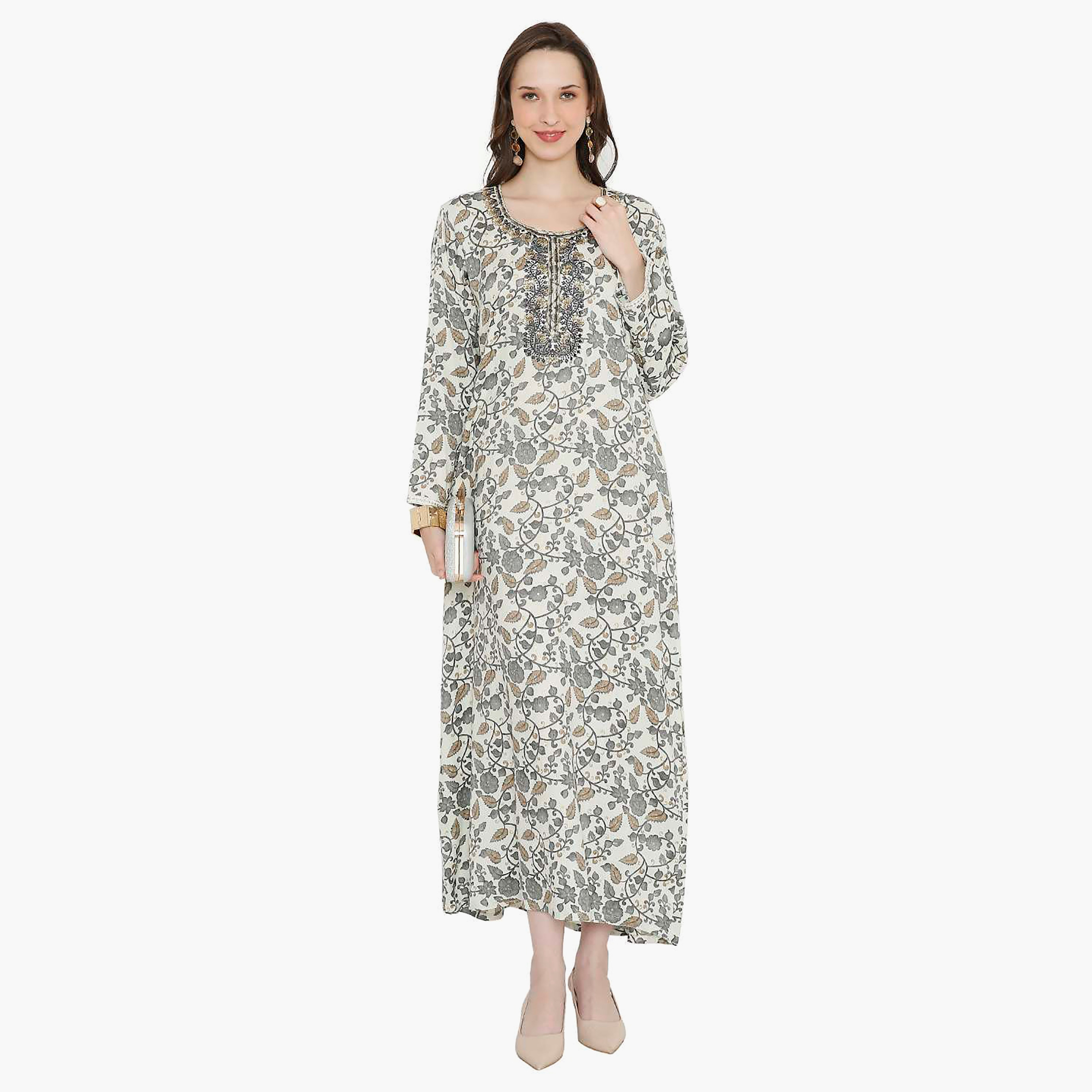 جلابية نسائية مطرزة بالزهور وعقدة عنق من هانا آند سارة-women-arabicclothing-jalabiyas-image-11