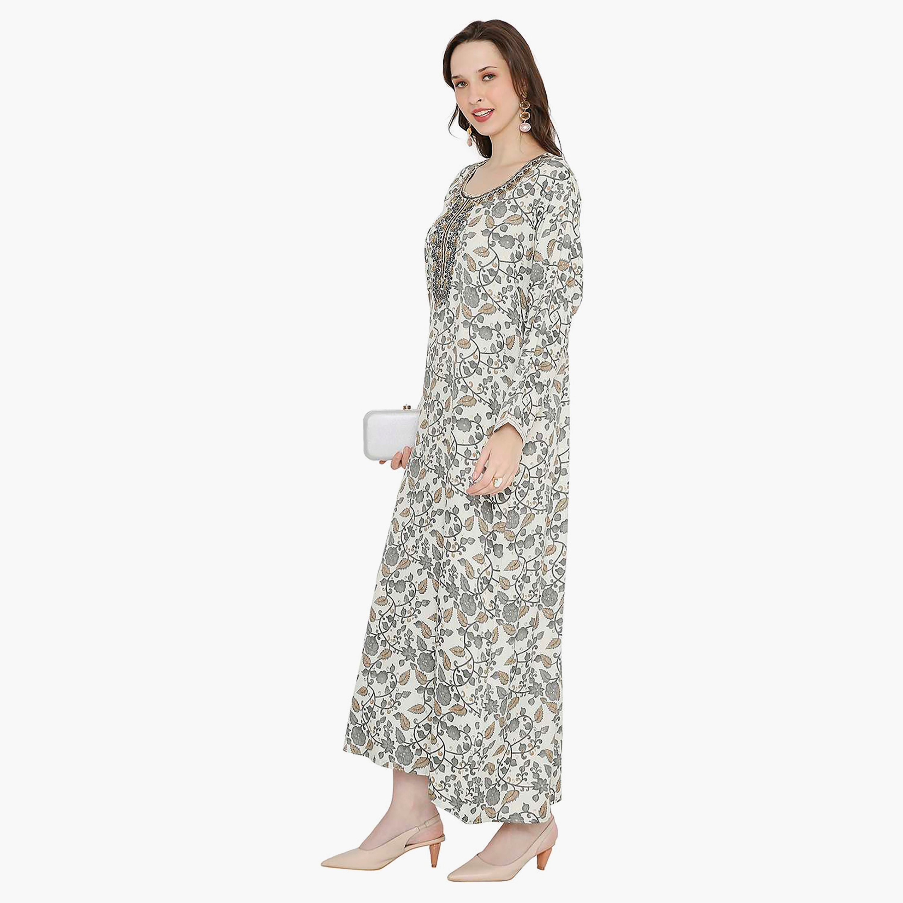 جلابية نسائية مطرزة بالزهور وعقدة عنق من هانا آند سارة-women-arabicclothing-jalabiyas-image-13