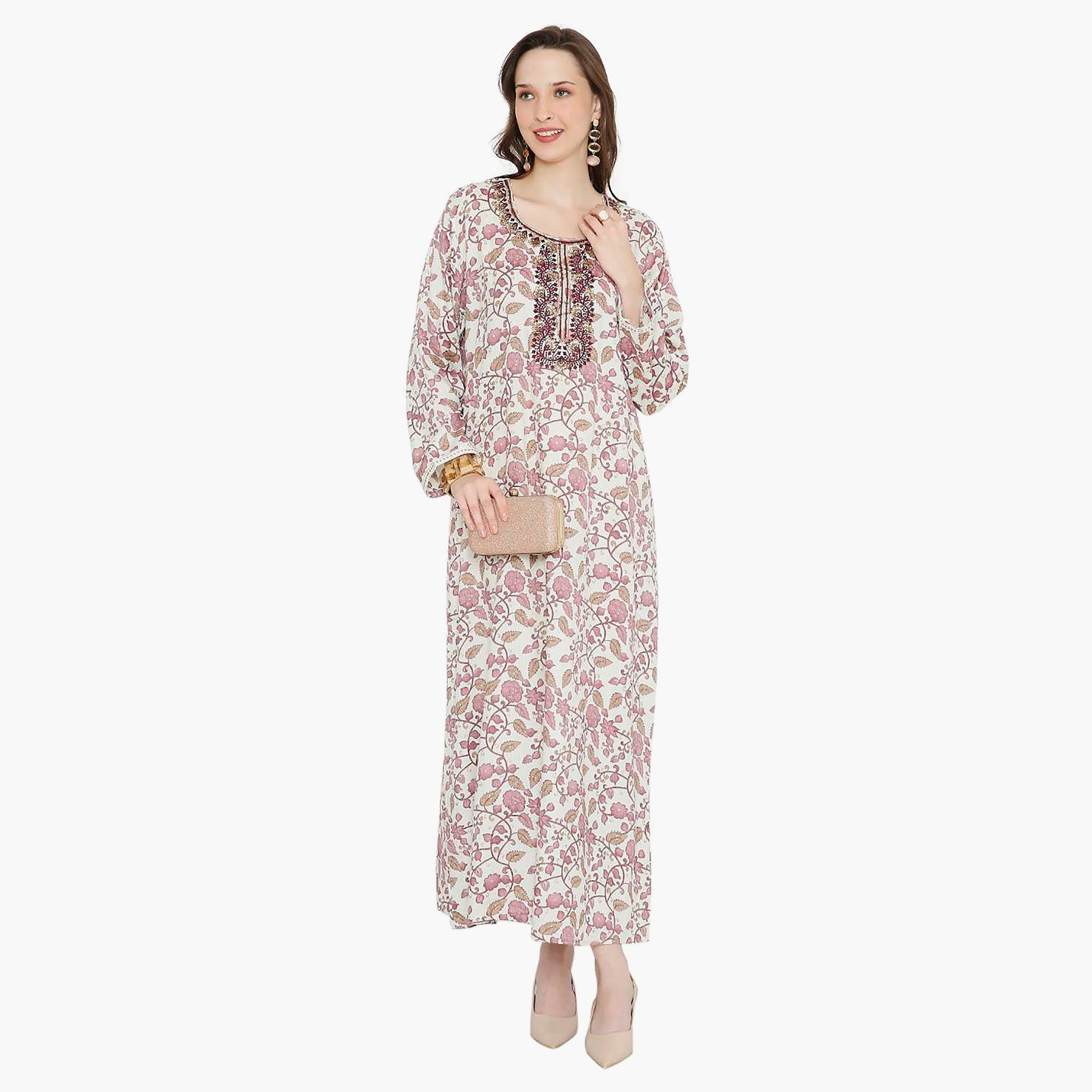 جلابية نسائية مطرزة بالزهور وعقدة عنق من هانا آند سارة-women-arabicclothing-jalabiyas-image-16