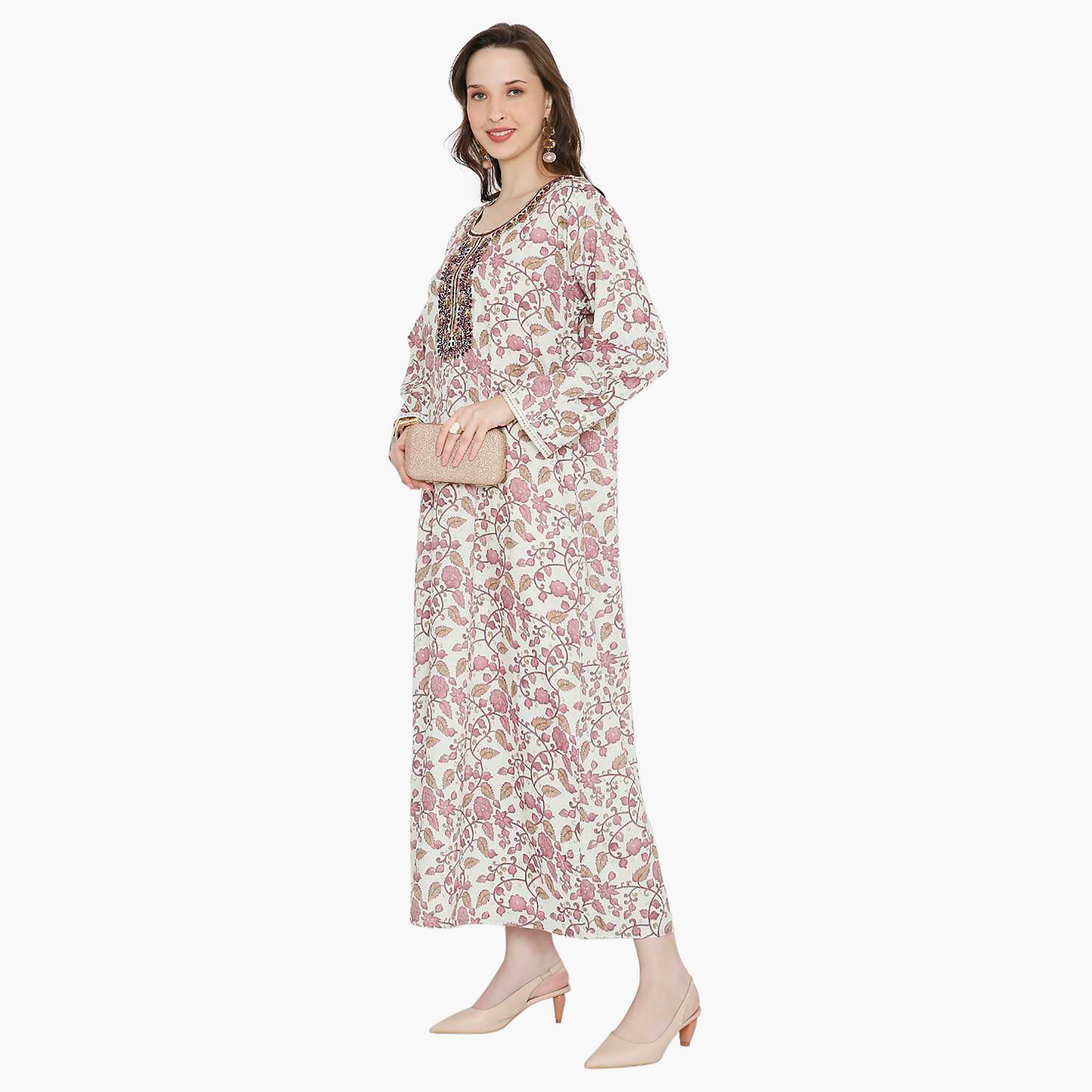 جلابية نسائية مطرزة بالزهور وعقدة عنق من هانا آند سارة-women-arabicclothing-jalabiyas-image-18