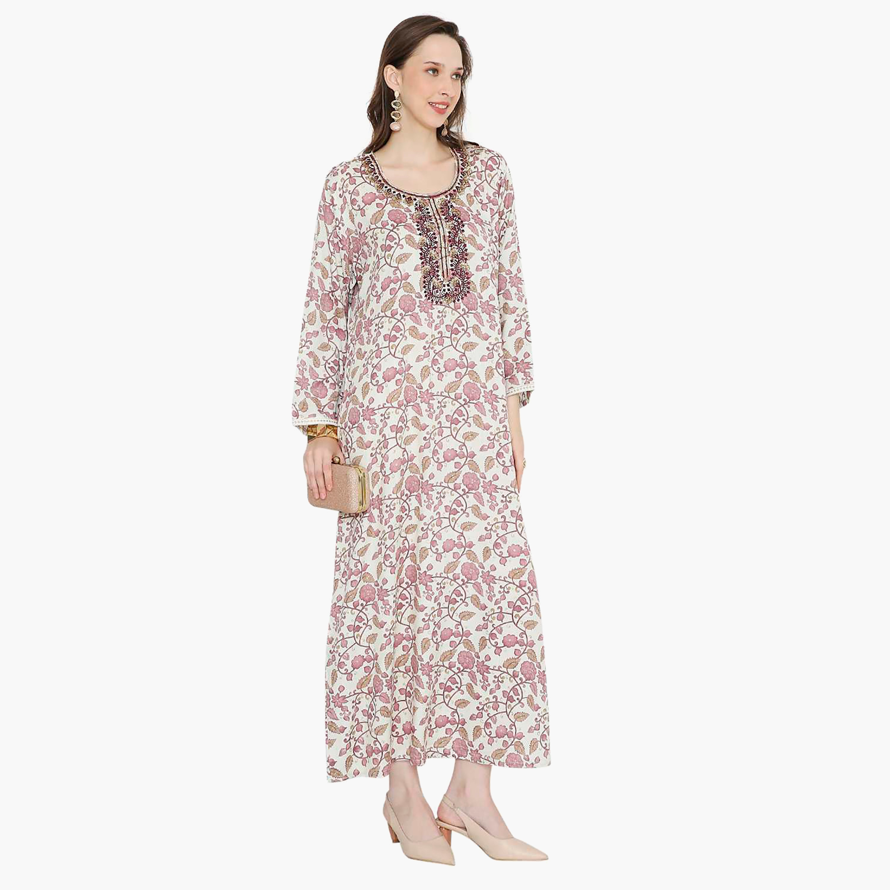 جلابية نسائية مطرزة بالزهور وعقدة عنق من هانا آند سارة-women-arabicclothing-jalabiyas-image-19