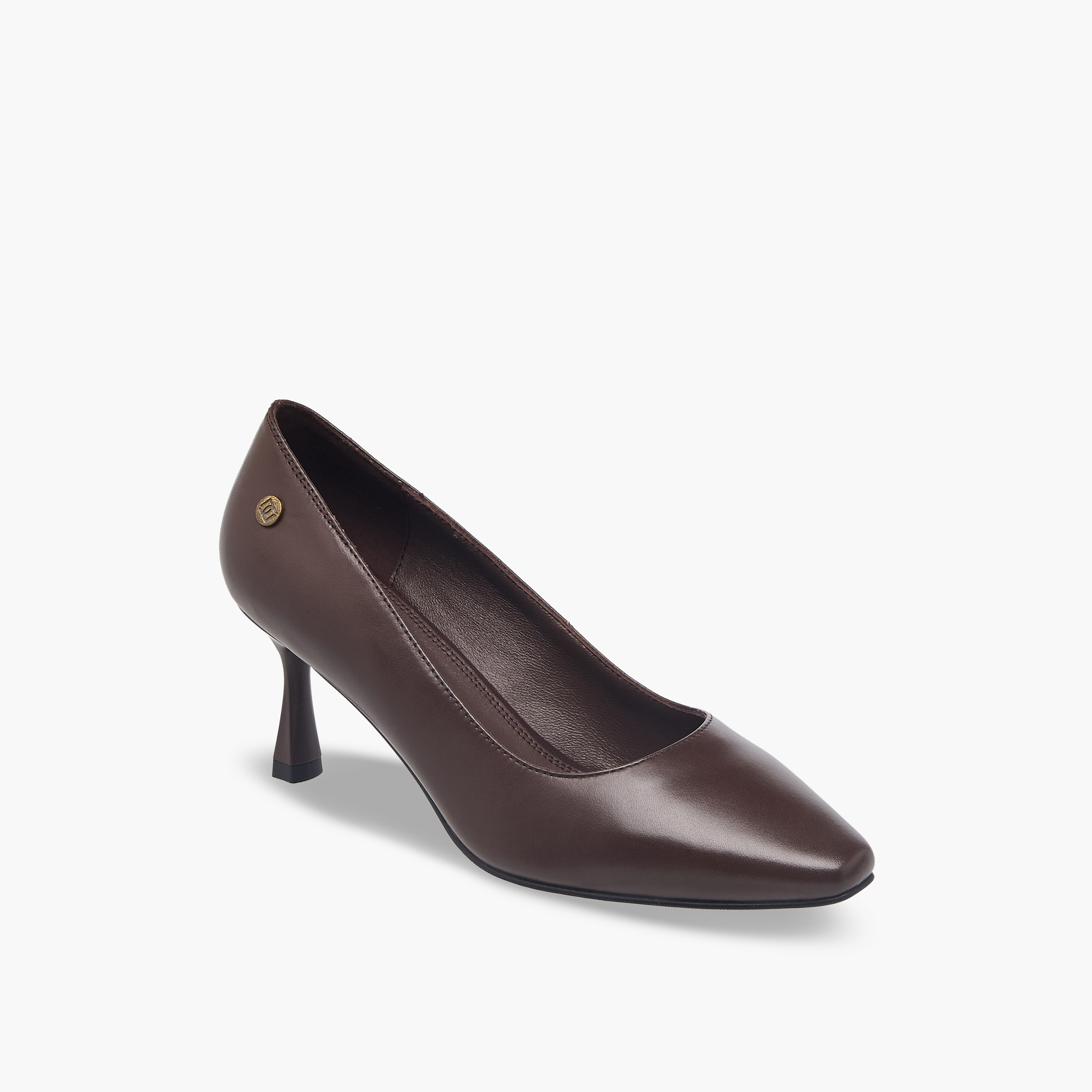 Duchini Women Flared Heel Leather Pumps-women-shoes-heels-image-2