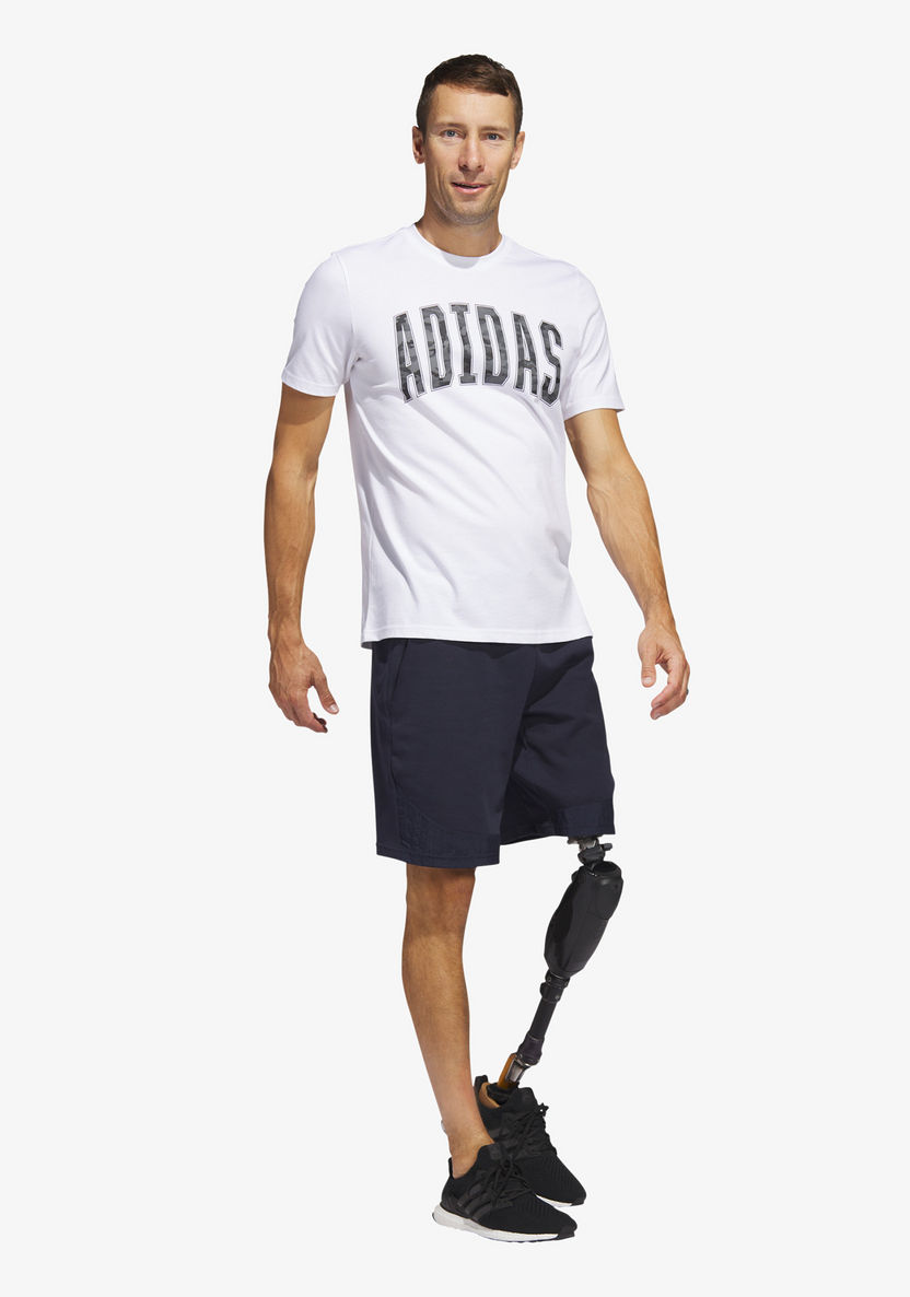 Adidas Logo Print T-shirt with Short Sleeves-T Shirts & Vests-image-2