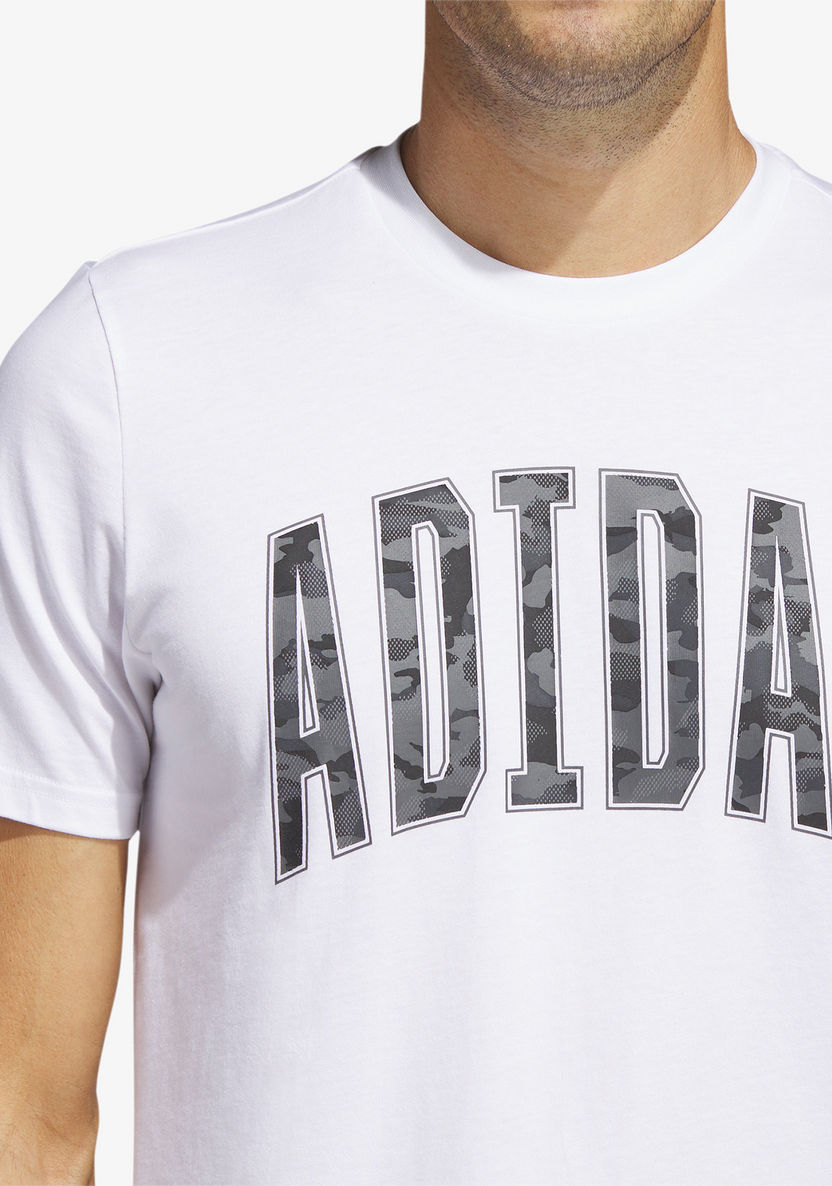 Adidas Logo Print T-shirt with Short Sleeves-T Shirts & Vests-image-3
