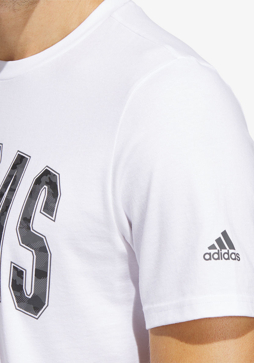 Adidas Logo Print T-shirt with Short Sleeves-T Shirts & Vests-image-4