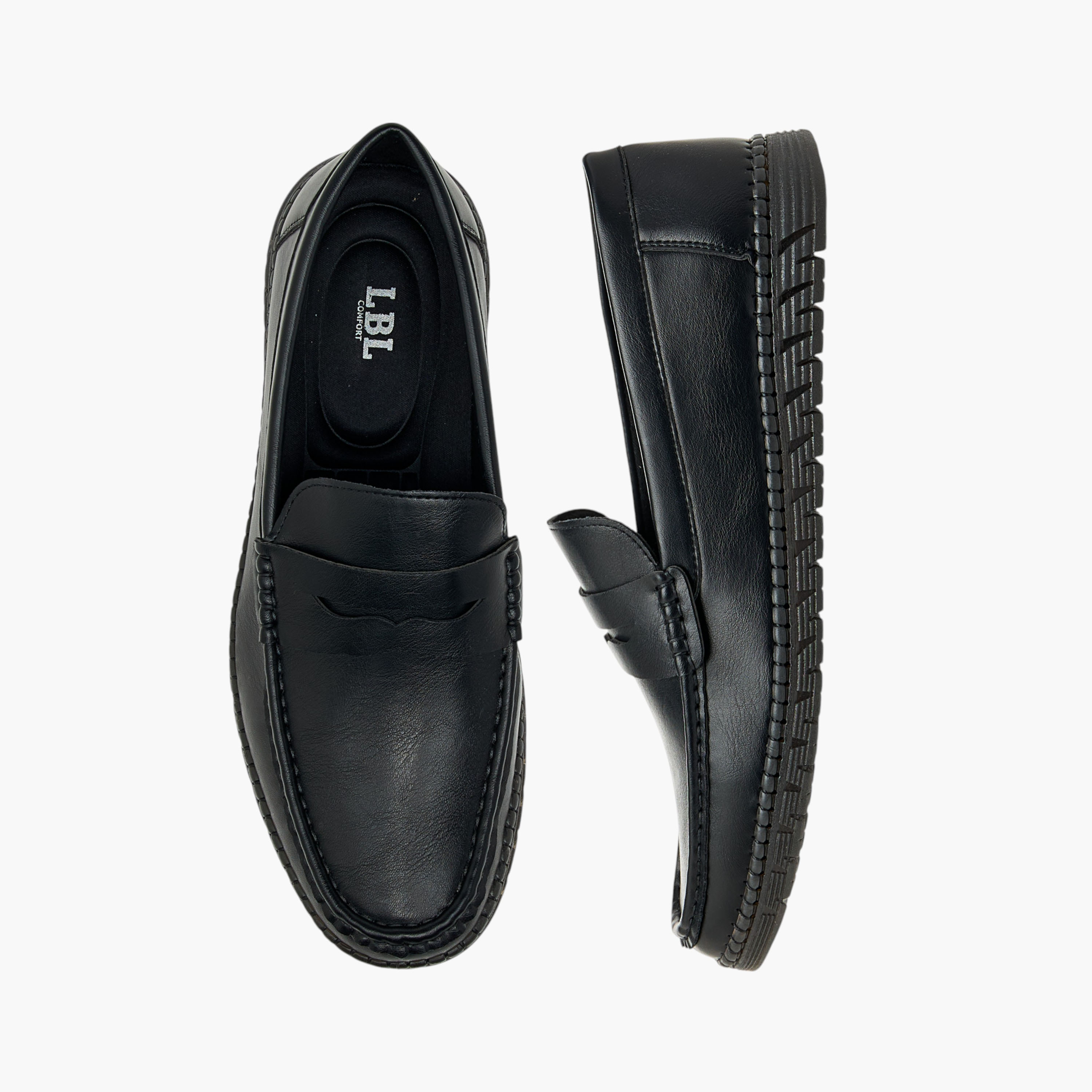 LBL by Shoexpress Textured Slip-On Moccasins with Cutout Detail-men-shoes-formalshoes-image-1