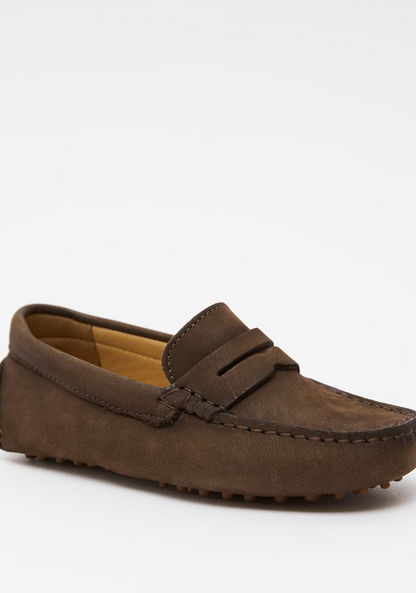 Solid Slip-On Moccasins with Stitch Detail-Boy%27s Casual Shoes-image-0