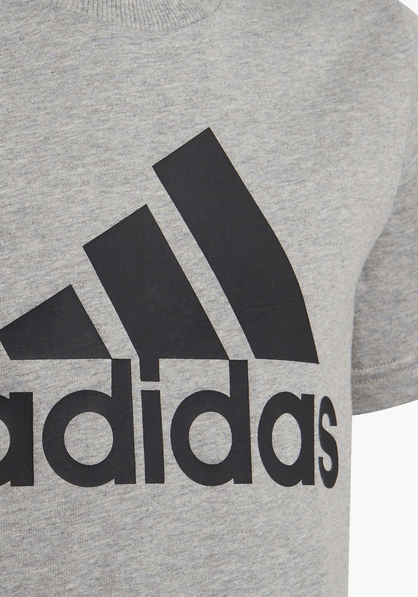 adidas Logo Print Crew Neck T-shirt with Short Sleeves-T Shirts-image-4