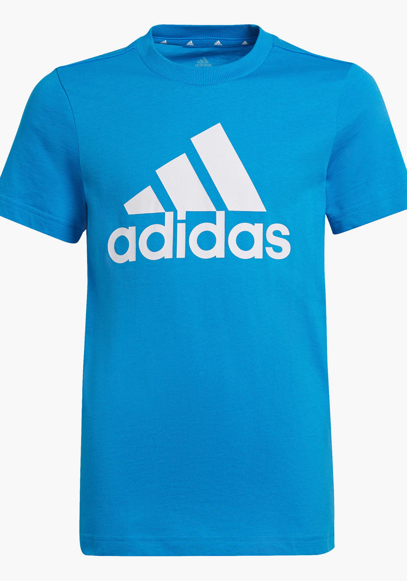 adidas Logo Print Crew Neck T-shirt with Short Sleeves-T Shirts-image-0
