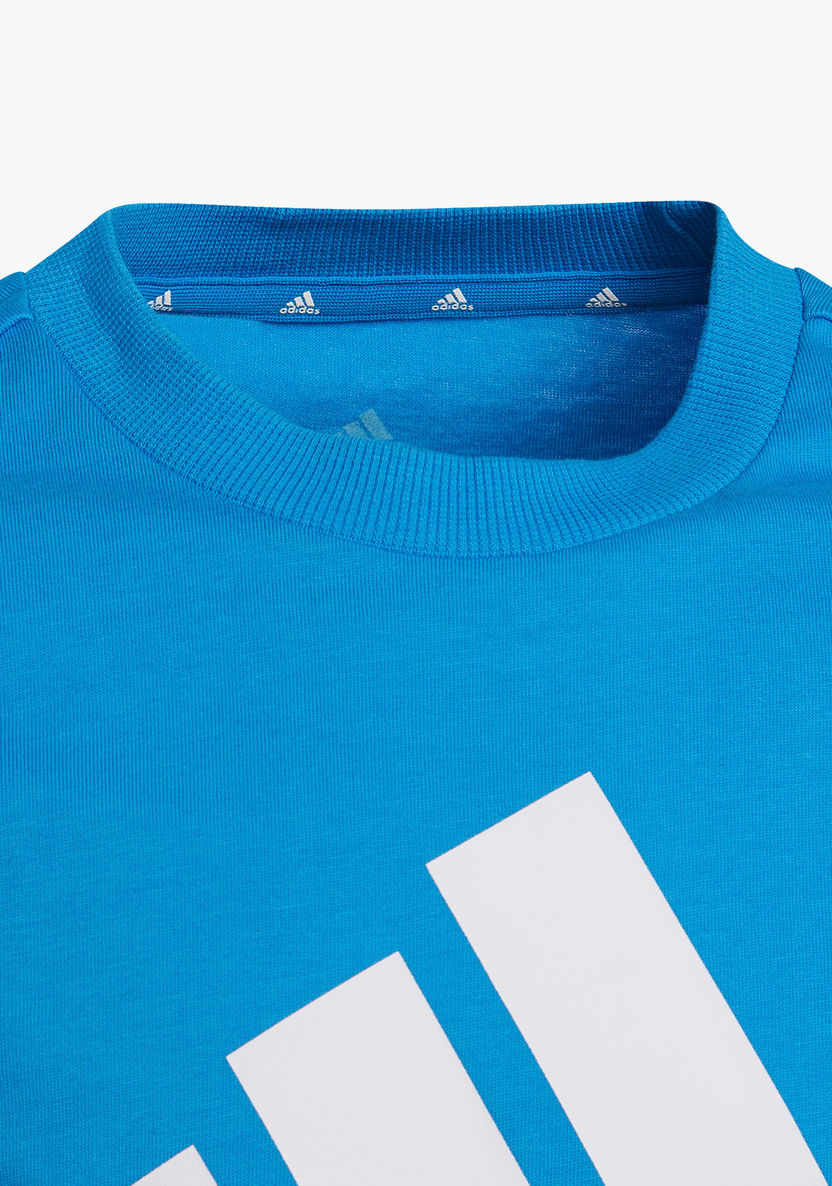 adidas Logo Print Crew Neck T-shirt with Short Sleeves-T Shirts-image-2