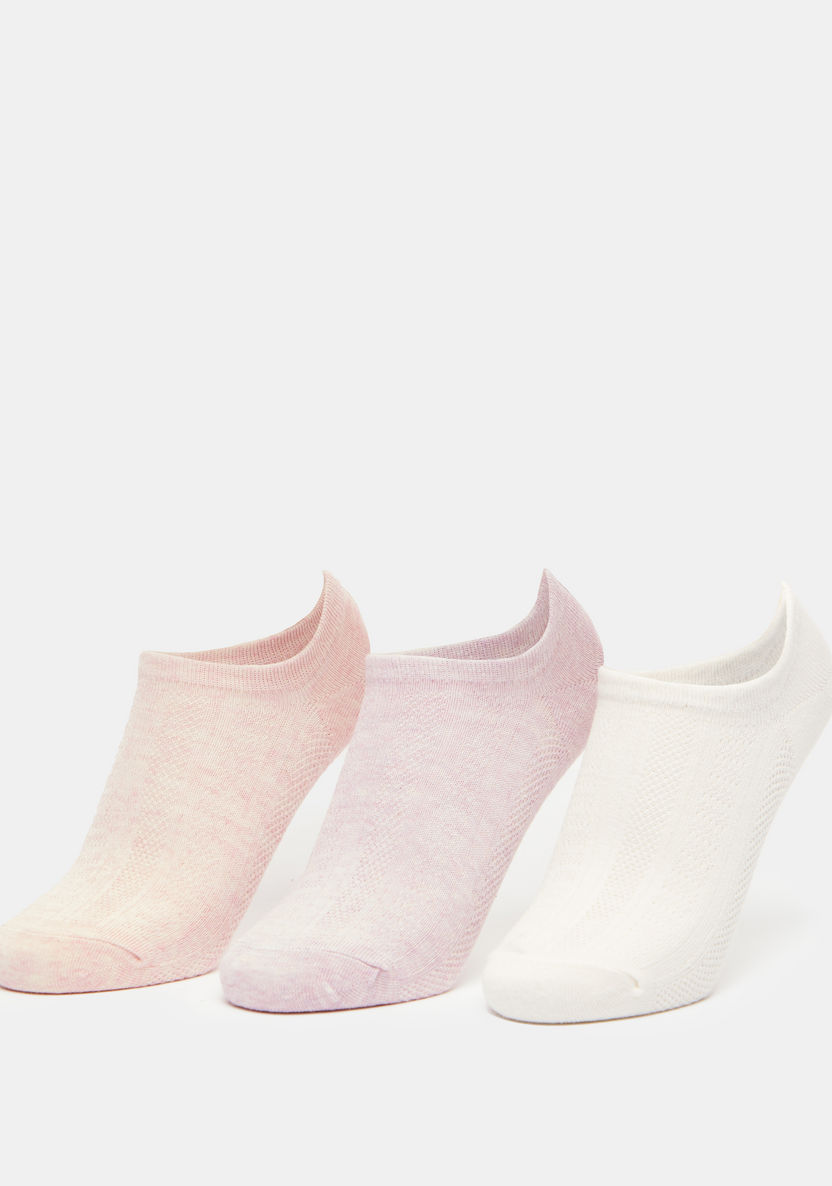 Solid No Show Socks with Elasticated Hem - Set of 3-Women%27s Socks-image-0