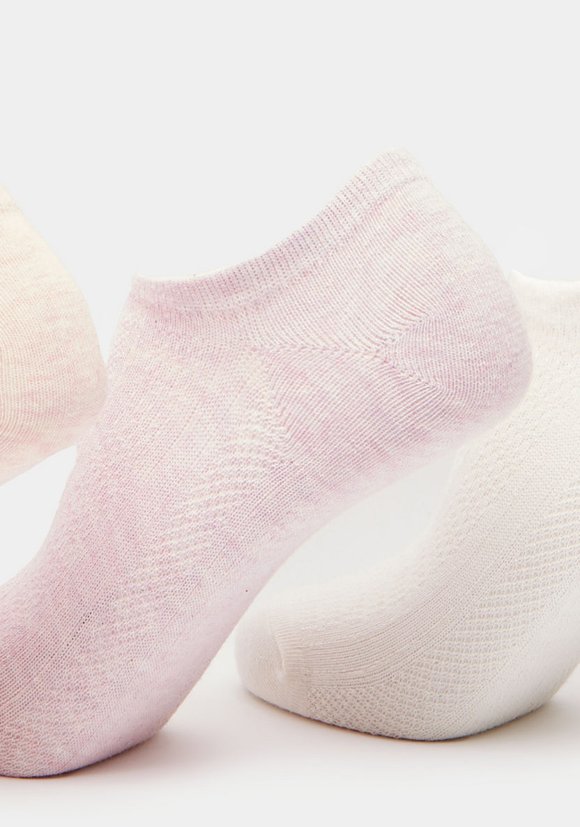 Solid No Show Socks with Elasticated Hem - Set of 3-Women%27s Socks-image-2
