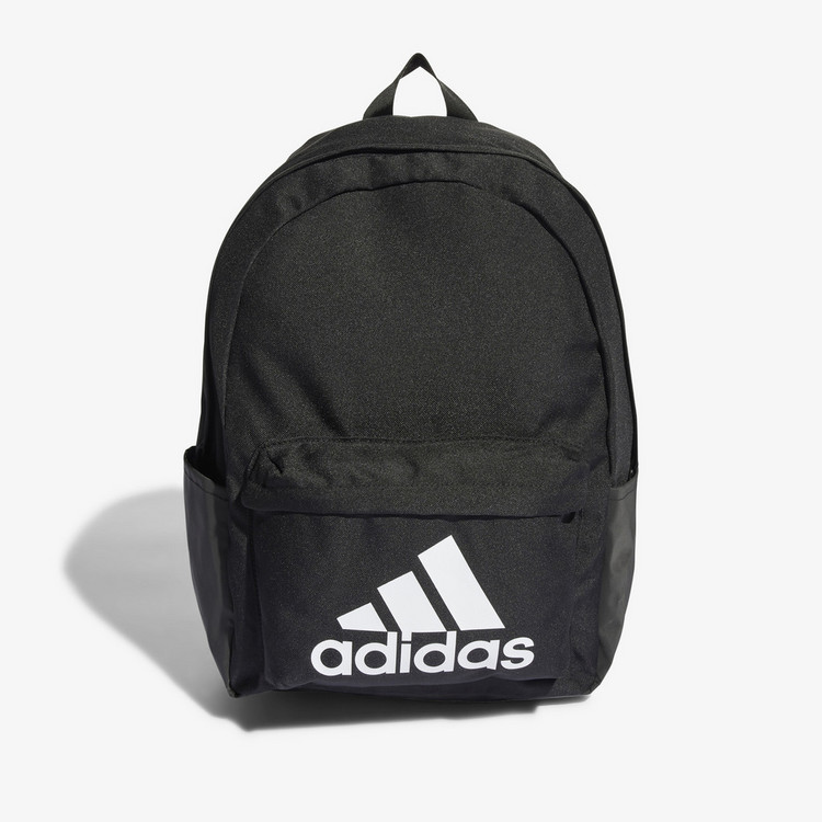 Adidas Logo Print Backpack with Adjustable Shoulder Straps and Zip Closure