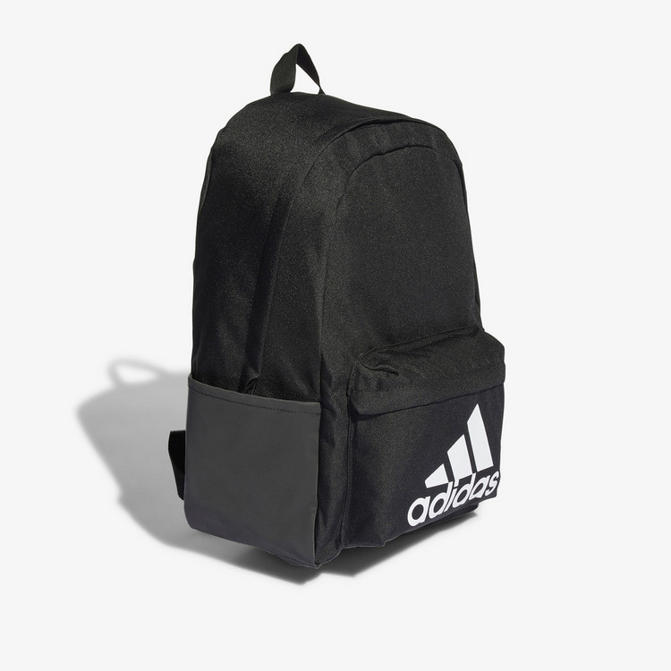 Adidas Logo Print Backpack with Adjustable Shoulder Straps and Zip Closure