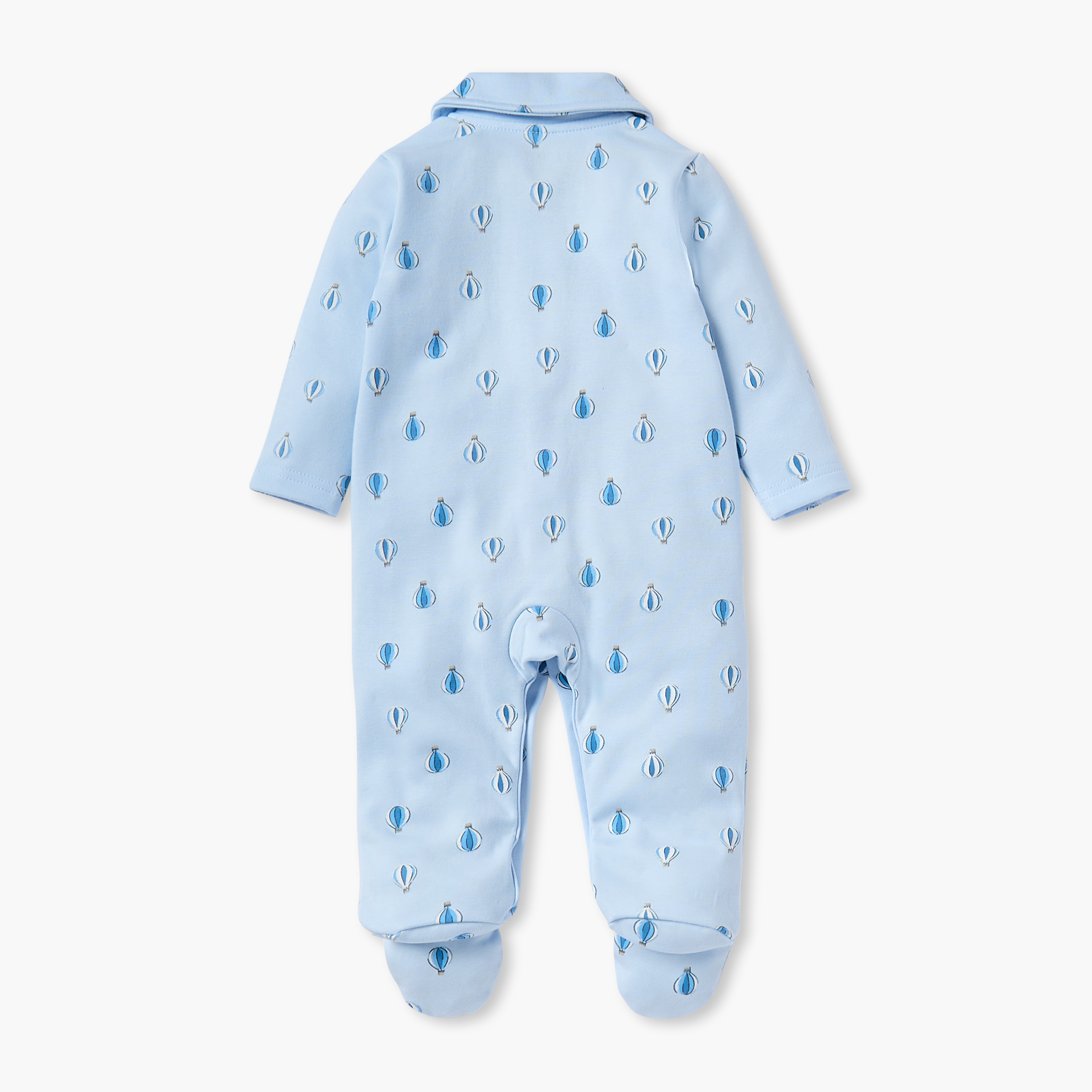 Juniors All-Over Air Balloon Print Closed Feet Sleepsuit with Long Sleeves-baby-boys-clothing-nightwear-sleepsuits-image-2
